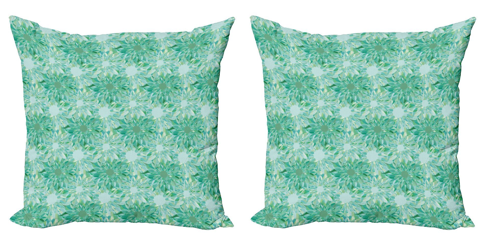 Kissenbezüge Modern Accent Doppelseitiger Digitaldruck, Abakuhaus (2 Stück), Grün Blumenmuster mit Beryl | Kissenbezüge