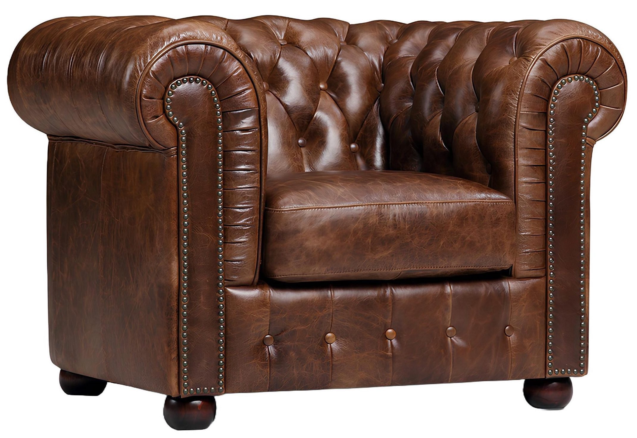 Xlmoebel Chesterfield-Sessel Antik Stil Sessel aus 100% echtem Leder mit luxuriösem Polster (Sessel Chesterfield Napoli), Hergestellt in Europa