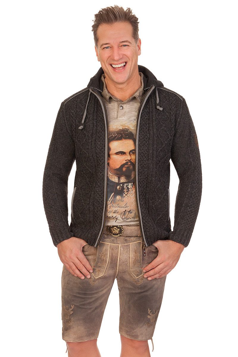 Spieth & Wensky Trachtenstrickjacke Strickjacke Herren - KARLMÜNZ - dunkelgrau