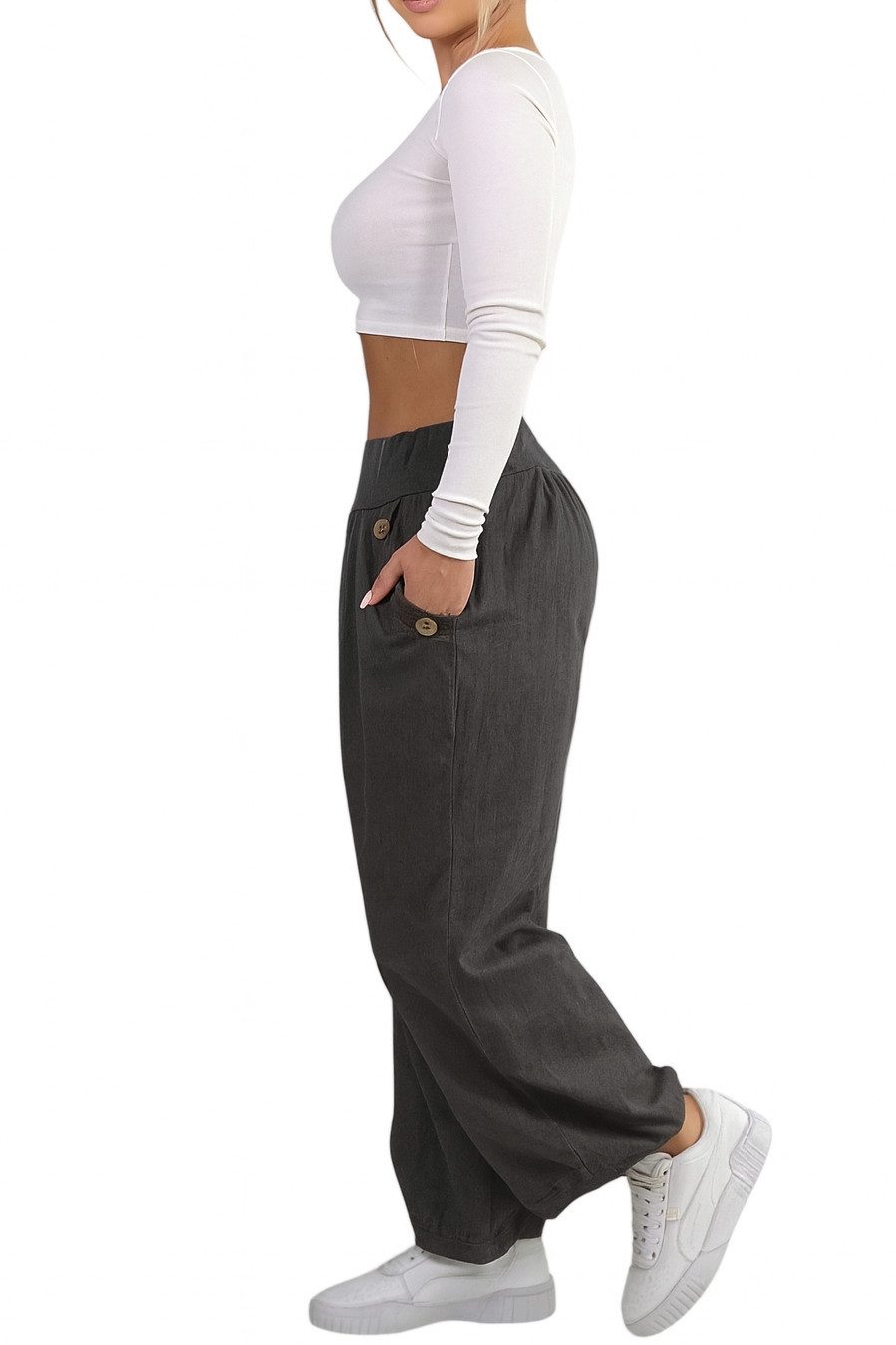Mississhop Haremshose Damen Baumwolle Aladinhose Unifarbe Hose Sommerhose M.297 – Bild 4 von 5