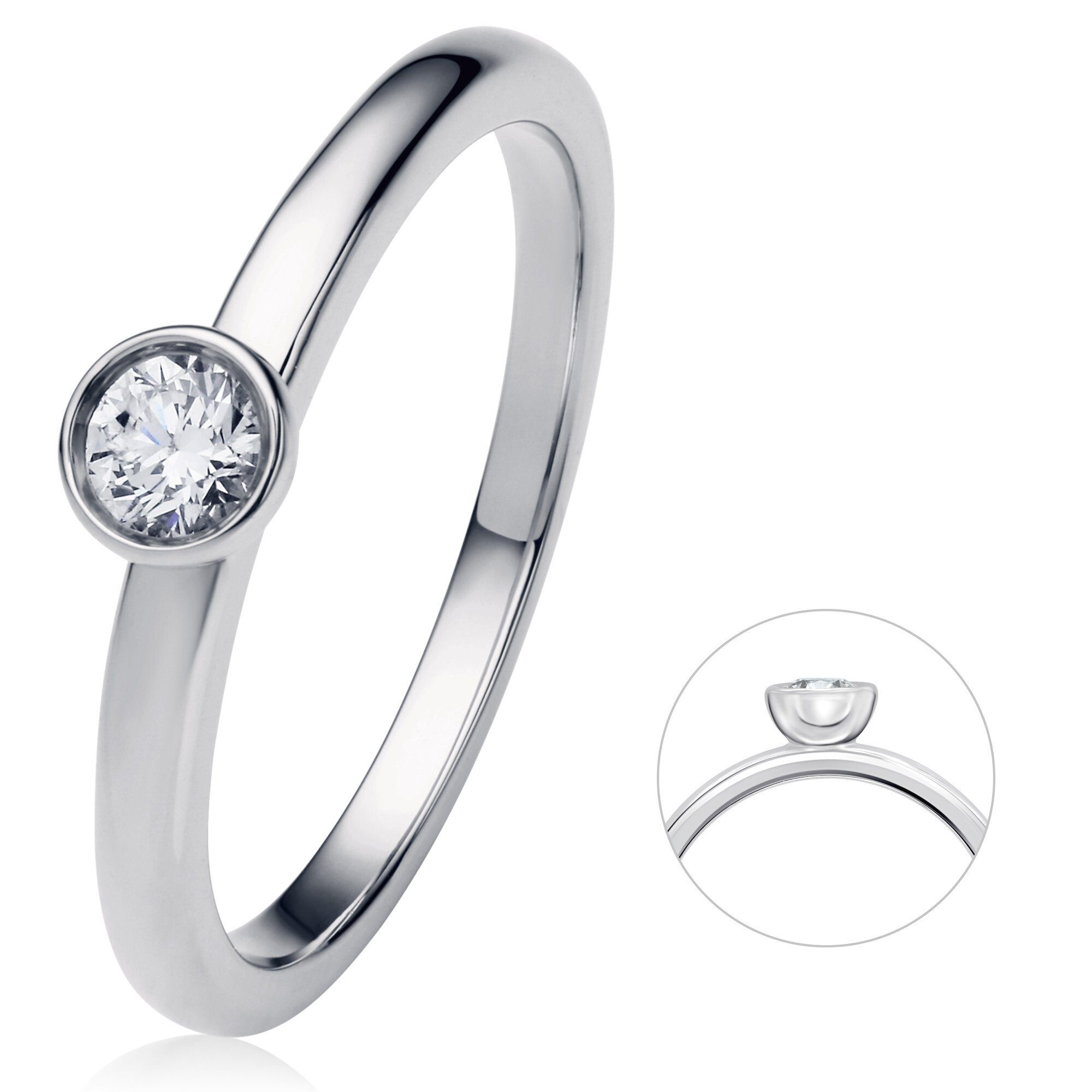 ONE ELEMENT Diamantring 0.2 ct Diamant Brillant Zarge Ring aus 950 Platin, Damen Platin Schmuck Zarge