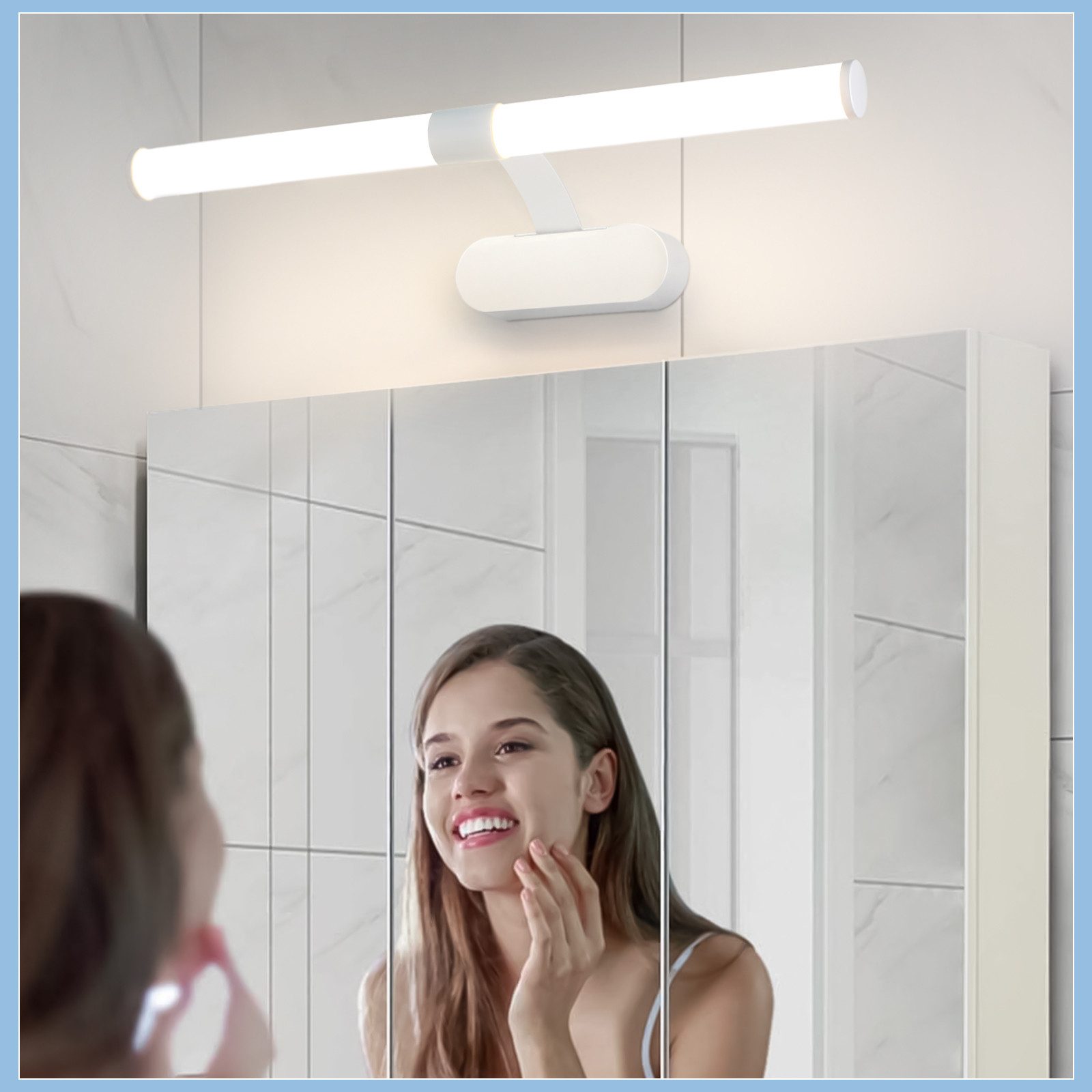 Nettlife LED Spiegelleuchte Spiegellampe Schwarz 4000K, LED fest integriert, Neutralweiß, für Küche schrank Keller