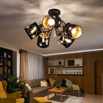 Globo Deckenspot, Leuchtmittel nicht inklusive, Schlafzimmer Deckenlampe schwarz Retro Deckenleuchte Küche Lampe