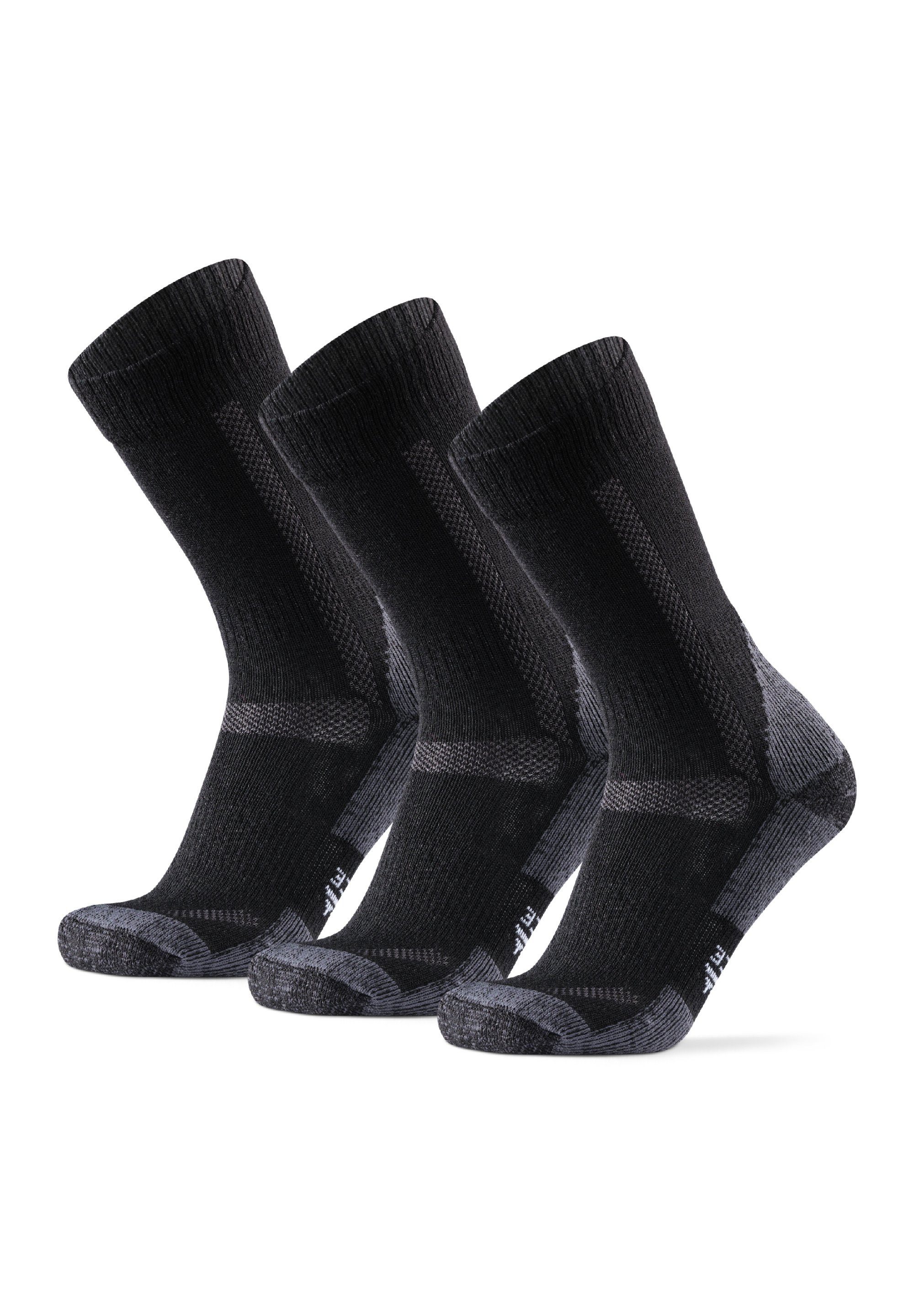 (Packung, DANISH Merino 3-Paar) Wandersocken Socks ENDURANCE & Kinder Anti-Blasen, für Hiking Black/Grey Damen Herren, Classic