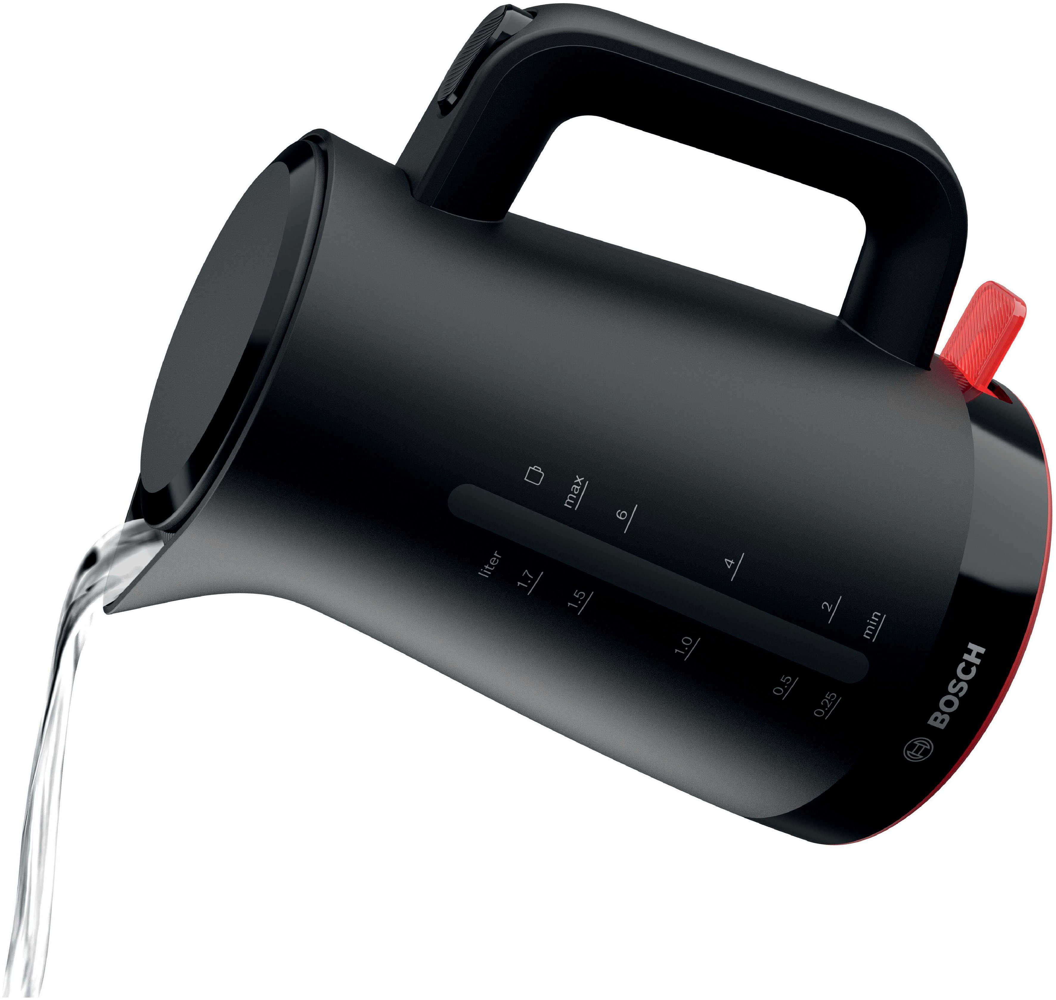 BOSCH Wasserkocher MyMoment TWK3M123, 1,7 l, 2400 W, Abschaltautomatik, Tassenanzeige, beidseitige Wasserstandsanzeige