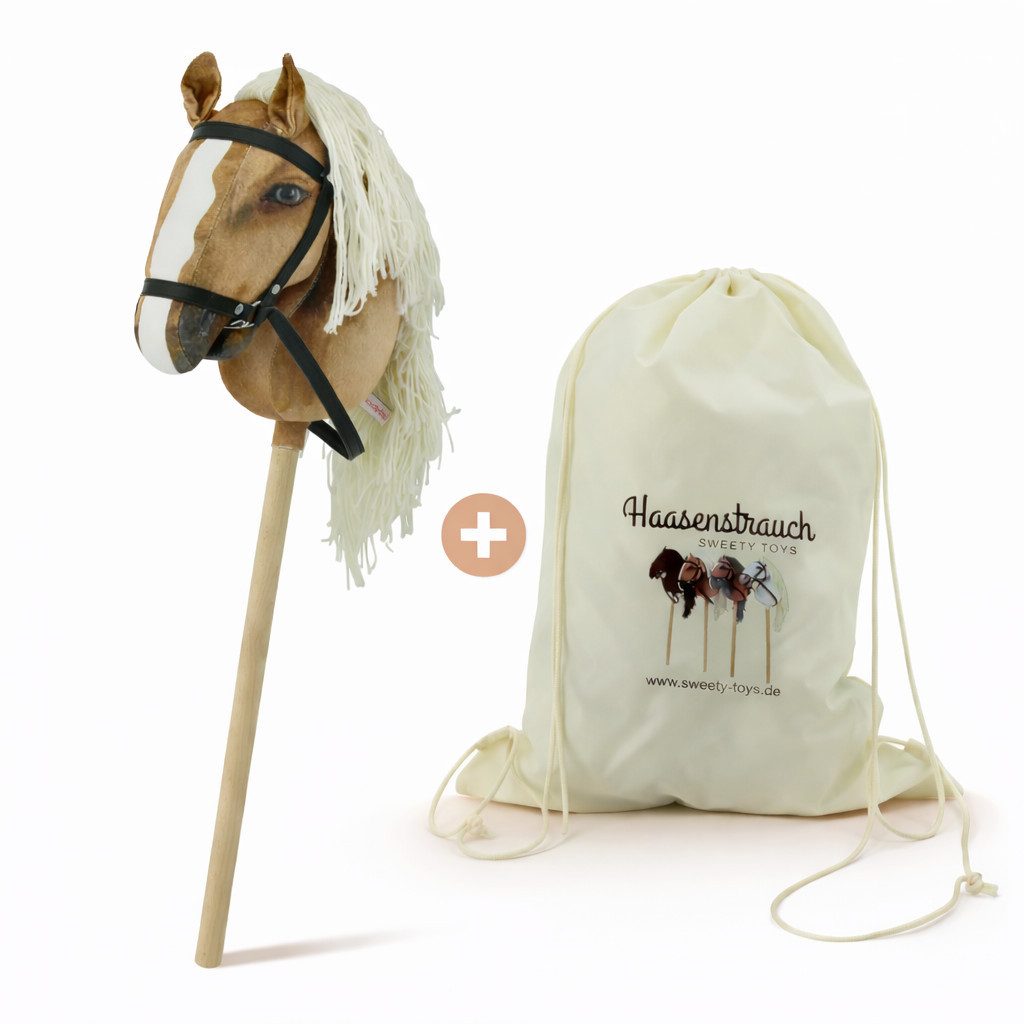 Haasenstrauch Steckenpferd Haasenstrauch Sweety Toys Hobbyhorse Hellbraun & Transportbeutel