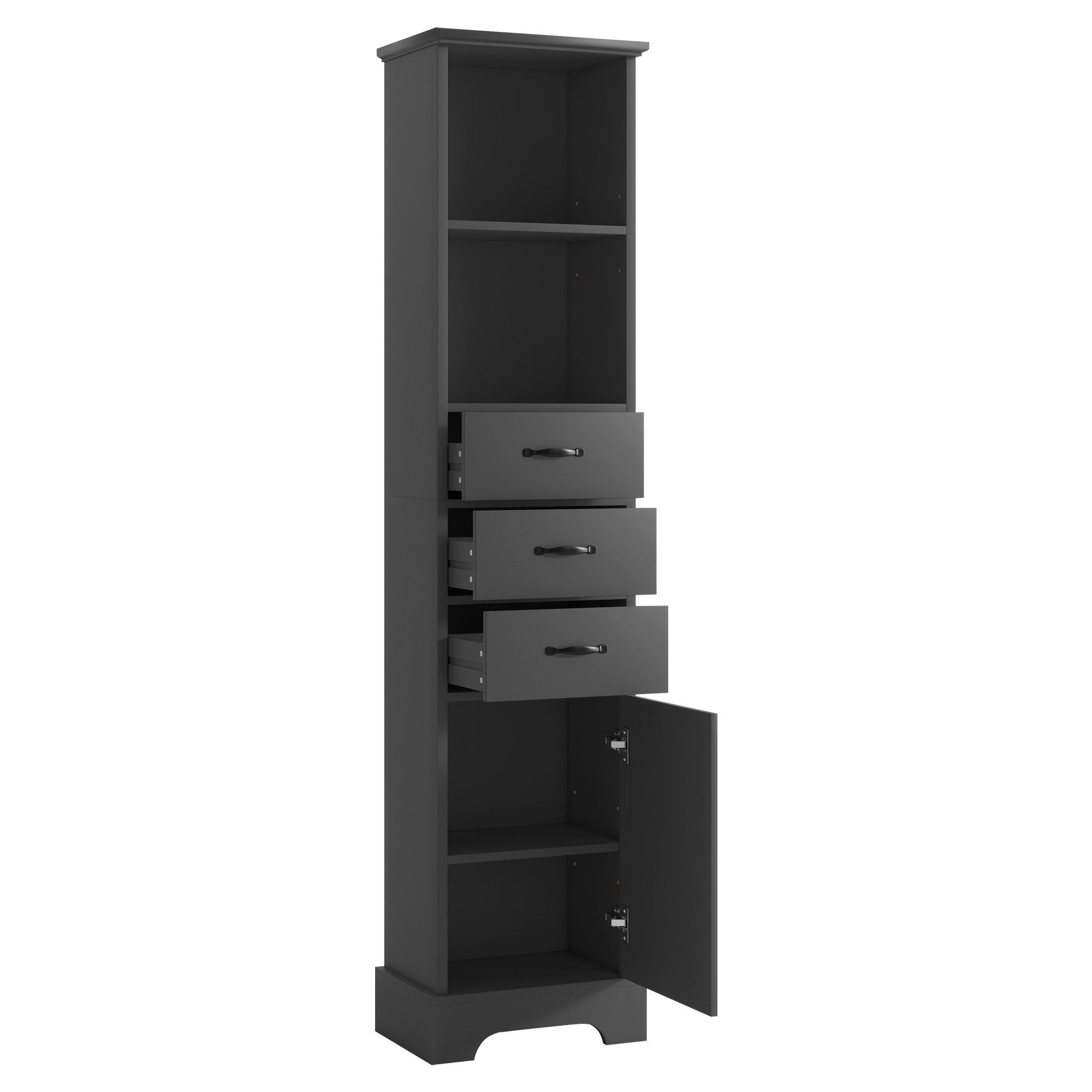 Flieks Badkommode Badezimmerschrank Hochschrank mit Feuchtigkeitsbeständigkeit (1 St., 38x26x172,5 cm), Mehrzweckschrank mit Schubladen und verstellbaren Einleg – Bild 4 von 5