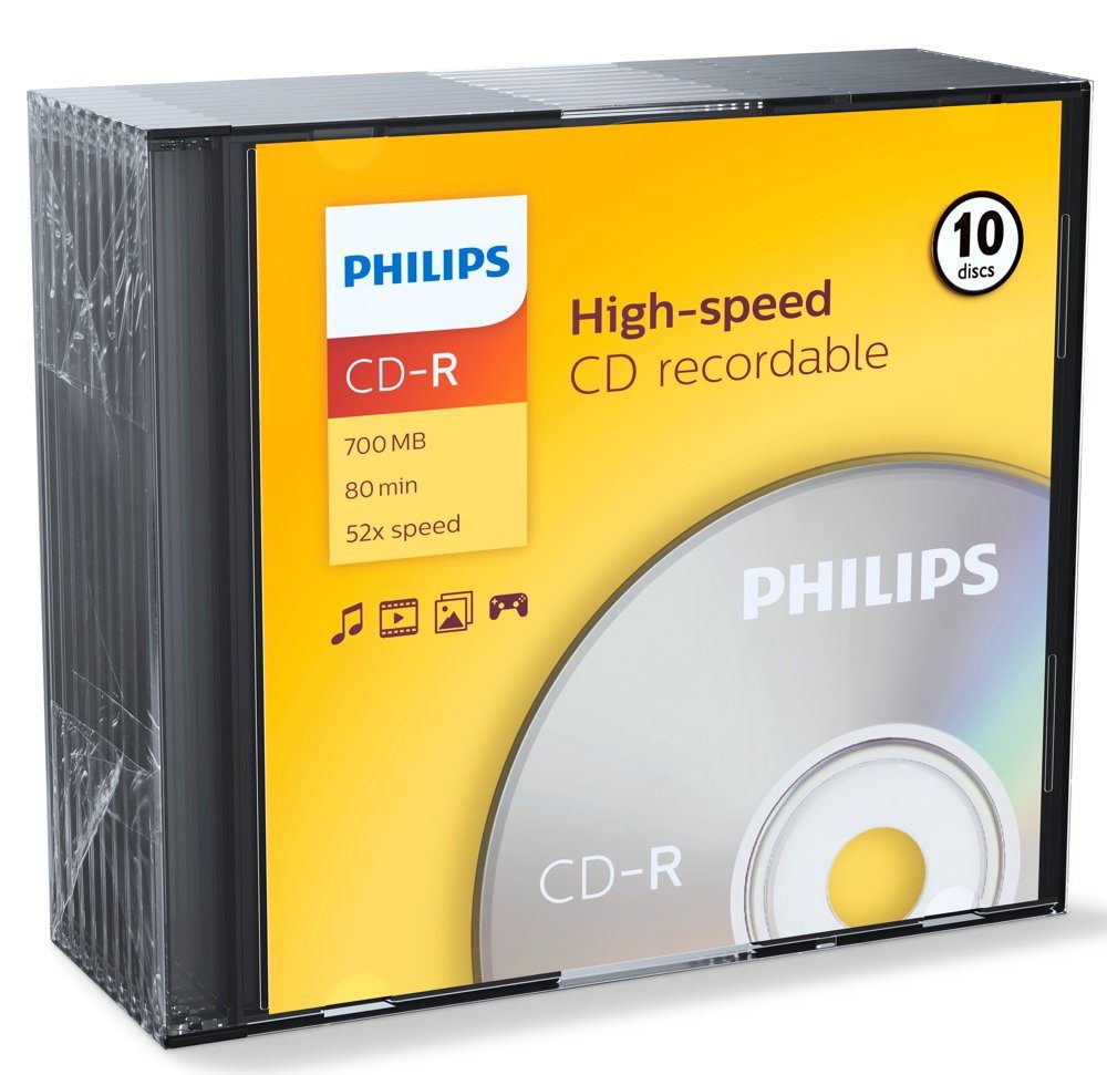 Philips CD-Rohling 10 Philips Rohlinge CD-R 80Min 700MB 52x Slimcase