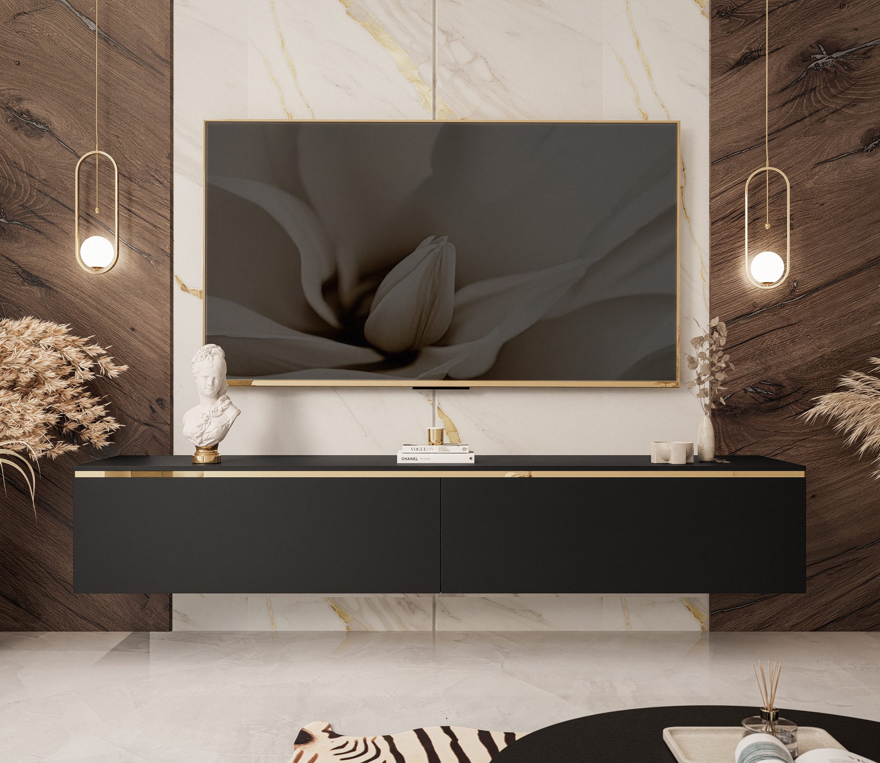 Lookway TV-Schrank AURORA Schwarz matt