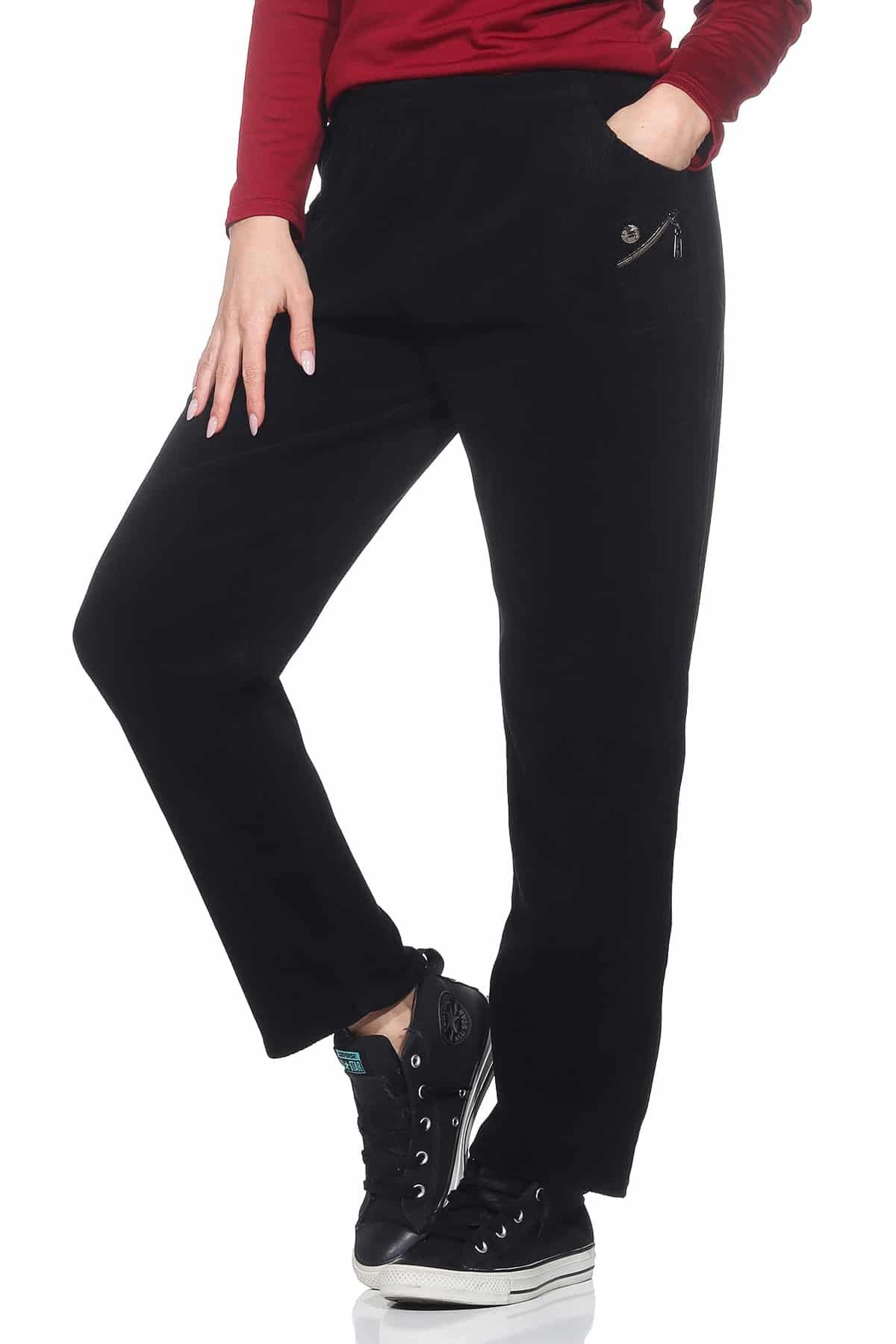 Cherry Berry Cordhose Stretchhose Damen Weiche Cord Schlupfhose Kurzgröße Kurzgröße, elastischer Bund, Unifarben – Bild 4 von 5