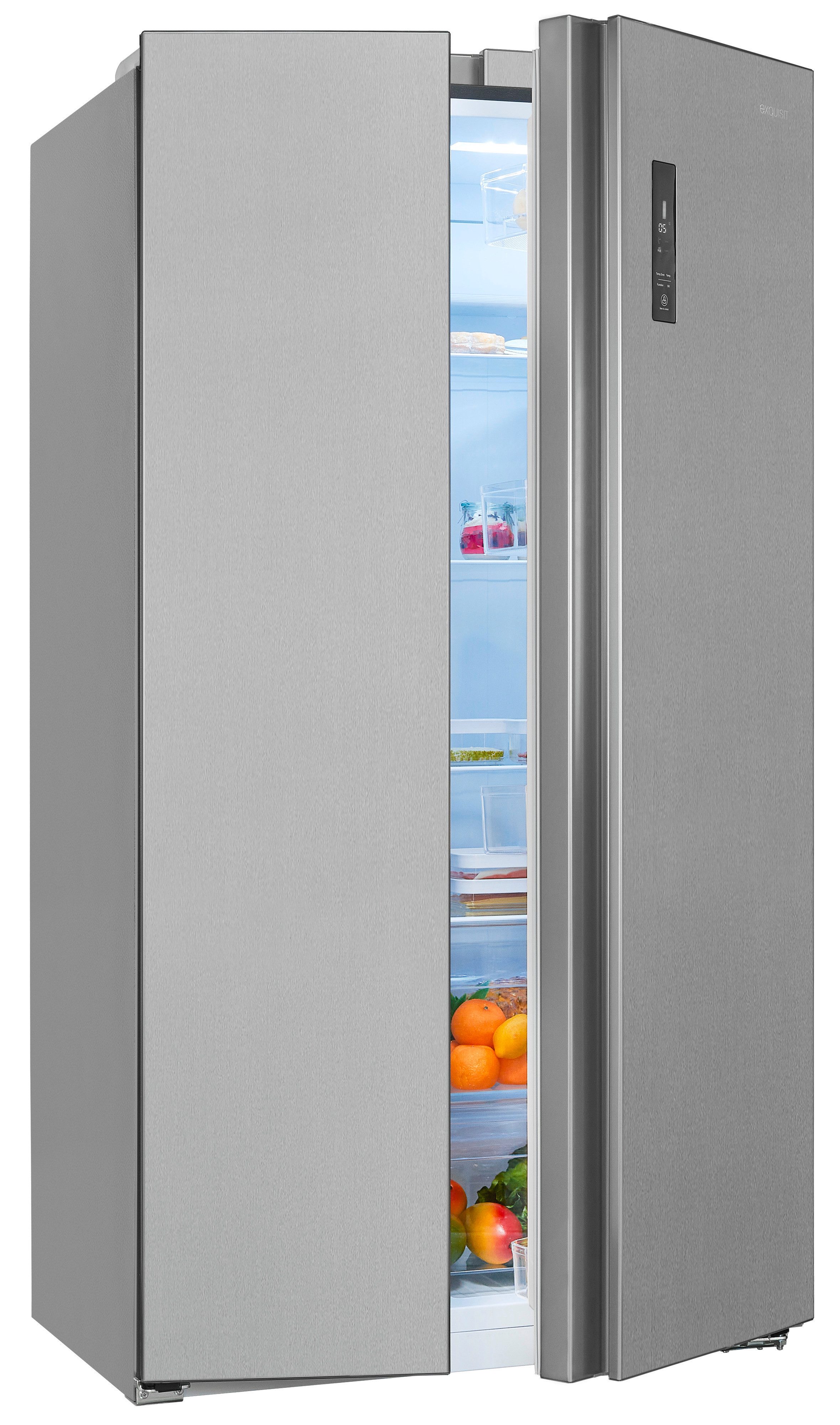 exquisit Kühl-/Gefrierkombination SBS560-050D inoxlook, 177 cm hoch, 91,2 cm breit