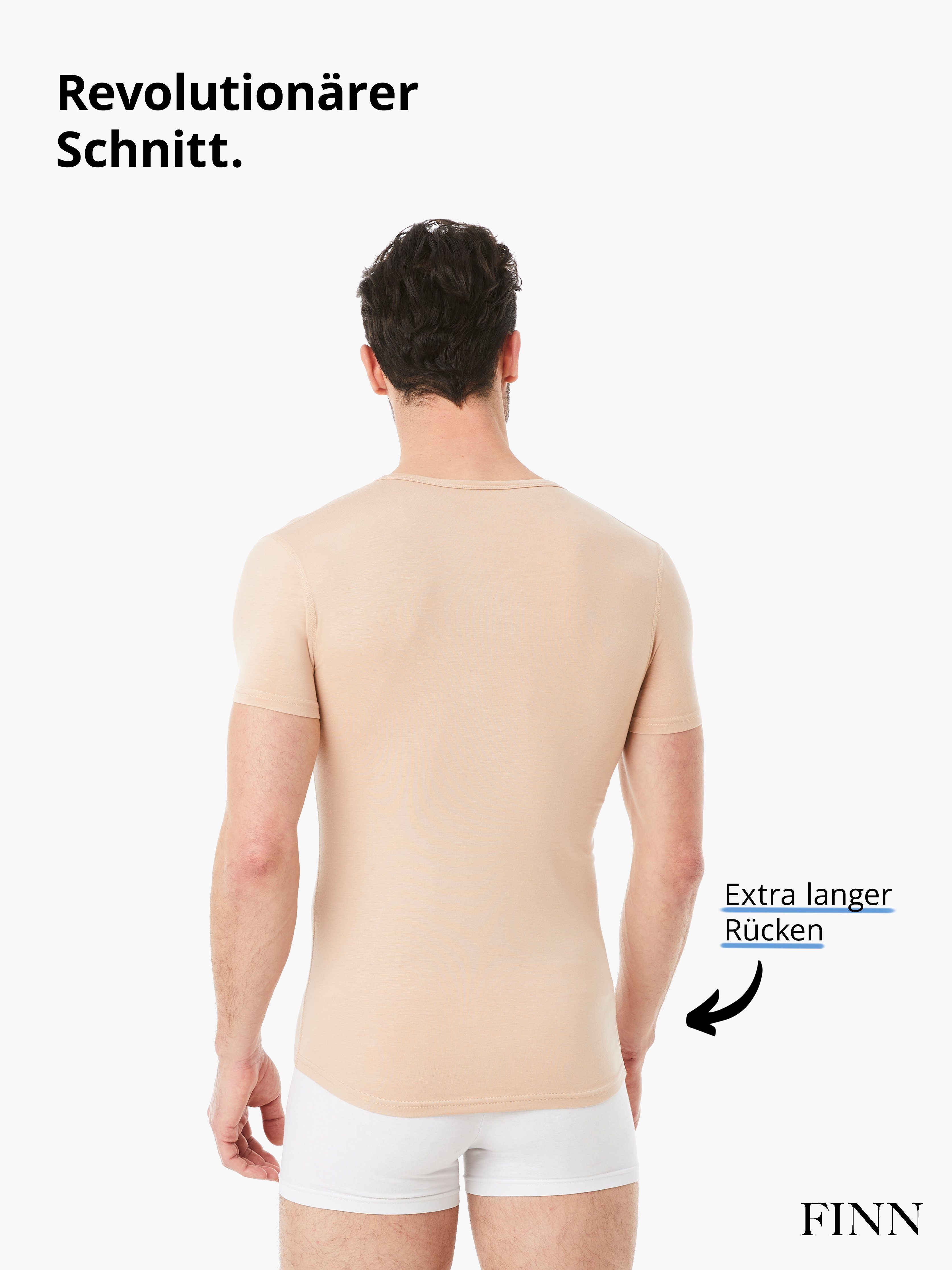 Design Unterhemd Tragekomfort FINN feiner Light-Beige Herren maximaler Micro-Modal Unterhemd Stoff, Business Kurzarm V-Ausschnitt