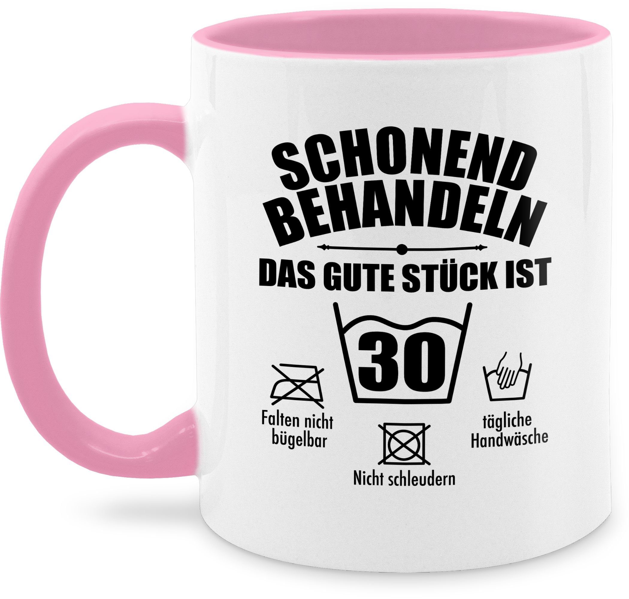 Shirtracer Tasse Schonend behandeln das gute Stück ist dreißig, Keramik, 30. Geburtstag Tasse 3 Rosa