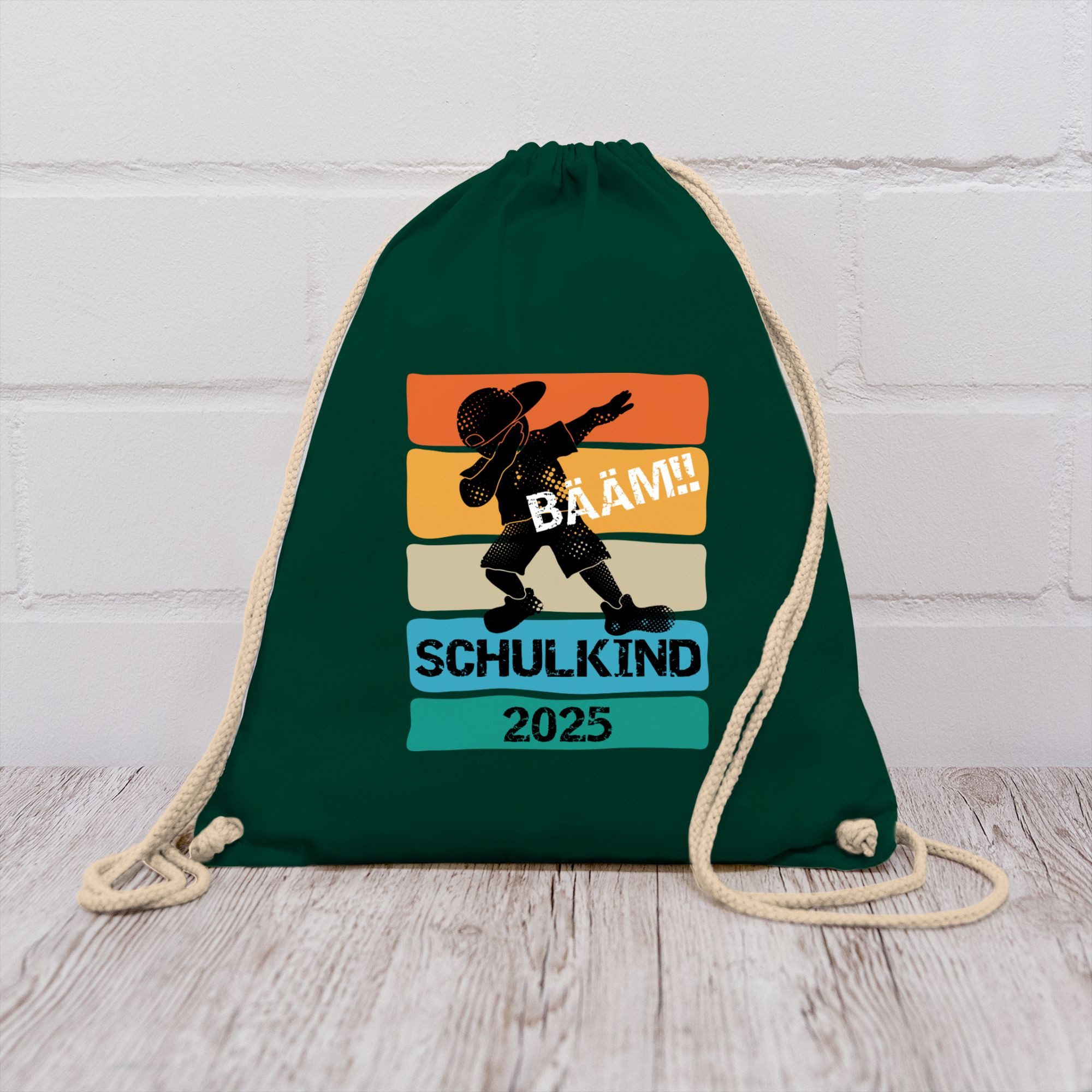 Shirtracer Turnbeutel Bääm! Schulkind 2025, Schulanfang & Einschulung Geschenk Turnbeutel