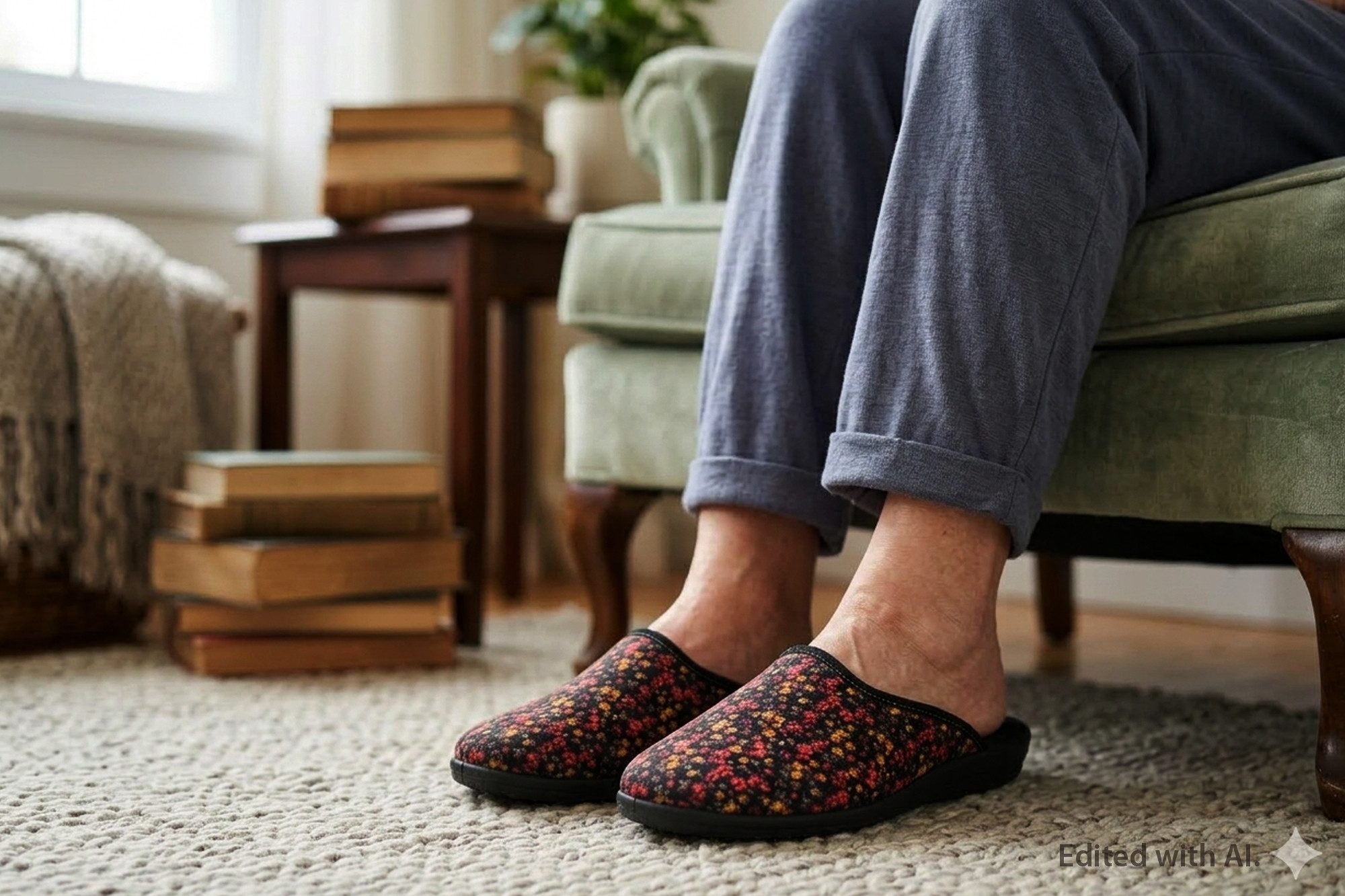 PADERO Damen Pantolette Hausschuh für breite Füße