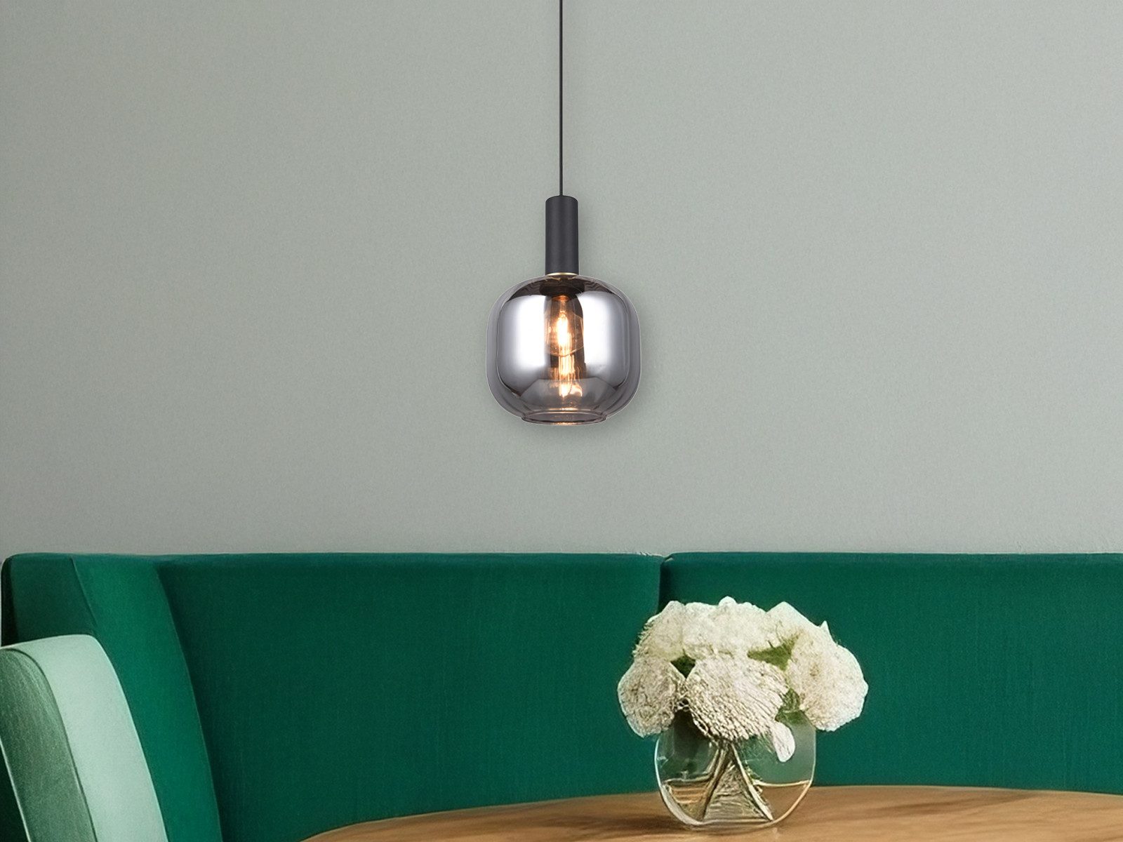 TRIO Leuchten LED Pendelleuchte, Dimmfunktion, LED wechselbar, warmweiß, Klein-e Lampenschirm Glas einflammig hängend Esstisch Couchtisch Ø20cm