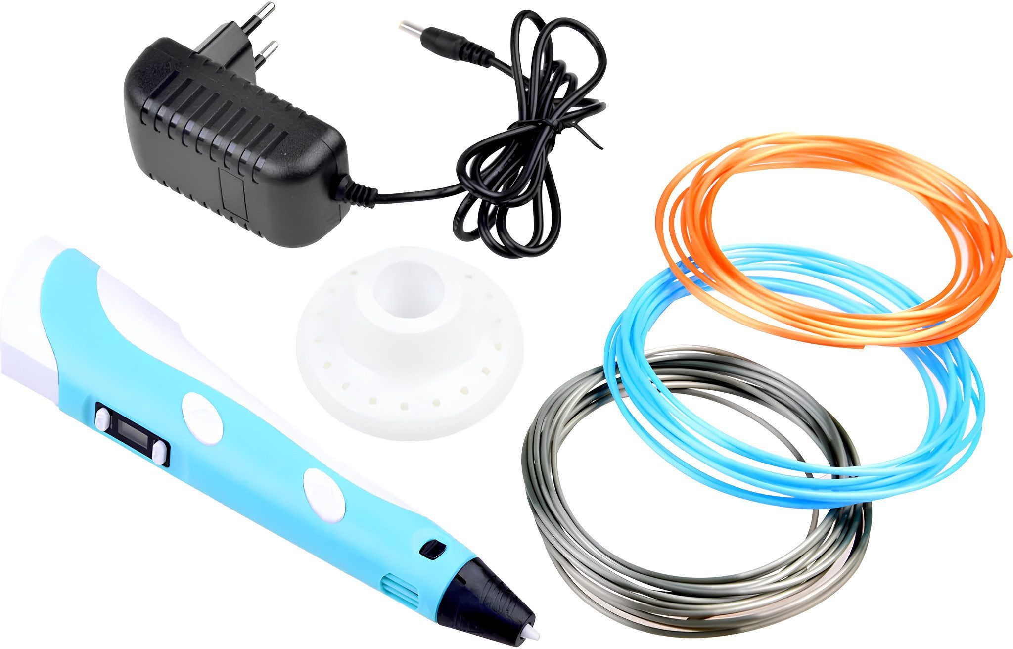 Athlix Wachsmalstift 3D Stift mit Anzeige, Druckstift mit 10 Filamenten, 3D-Drucker Stift, LCD-Display, 10 Farben, inkl. Druckvorlage