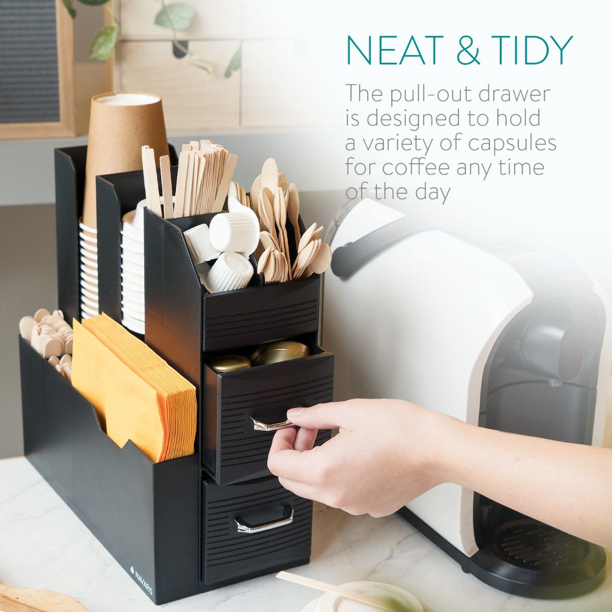 Atliberswo Kaffee Organizer | Praktischer Spender Für Kaffeeecke & Snacks In Küche & Büro