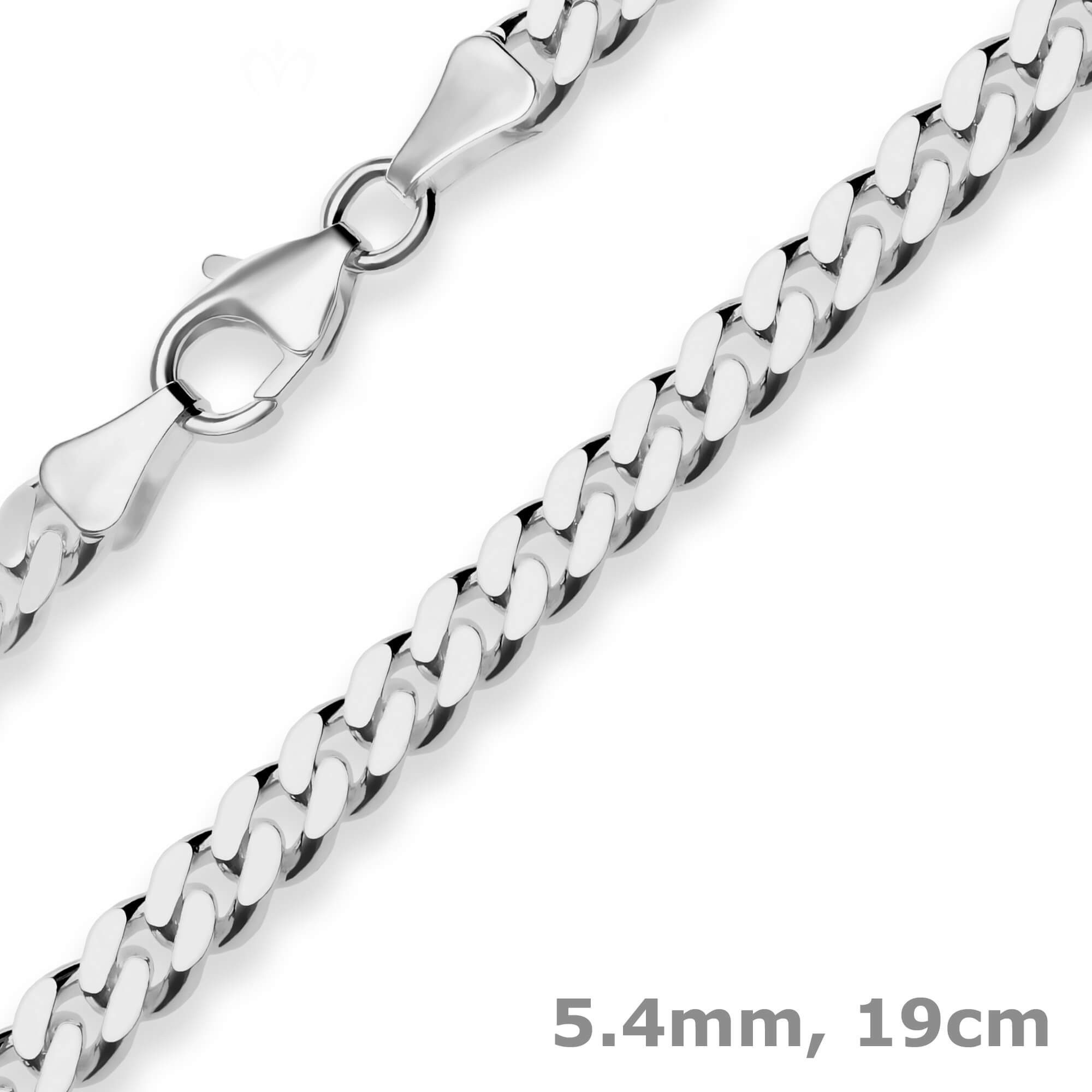 Schmuck Krone Panzerarmband 5,4mm Armband Panzerkette aus 925 Silber rhodiniert 19cm, Silber 925