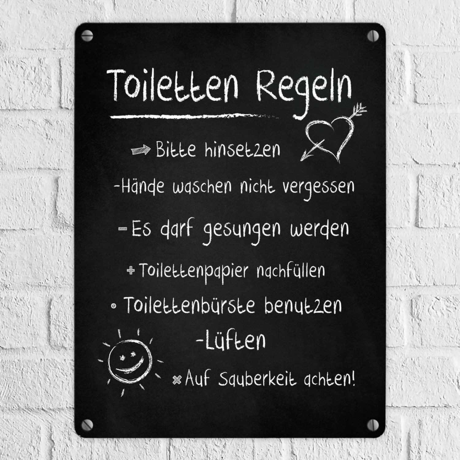 speecheese Metallschild Blechschild Toilettenregeln Schild Aluminiumschild günstig online kaufen