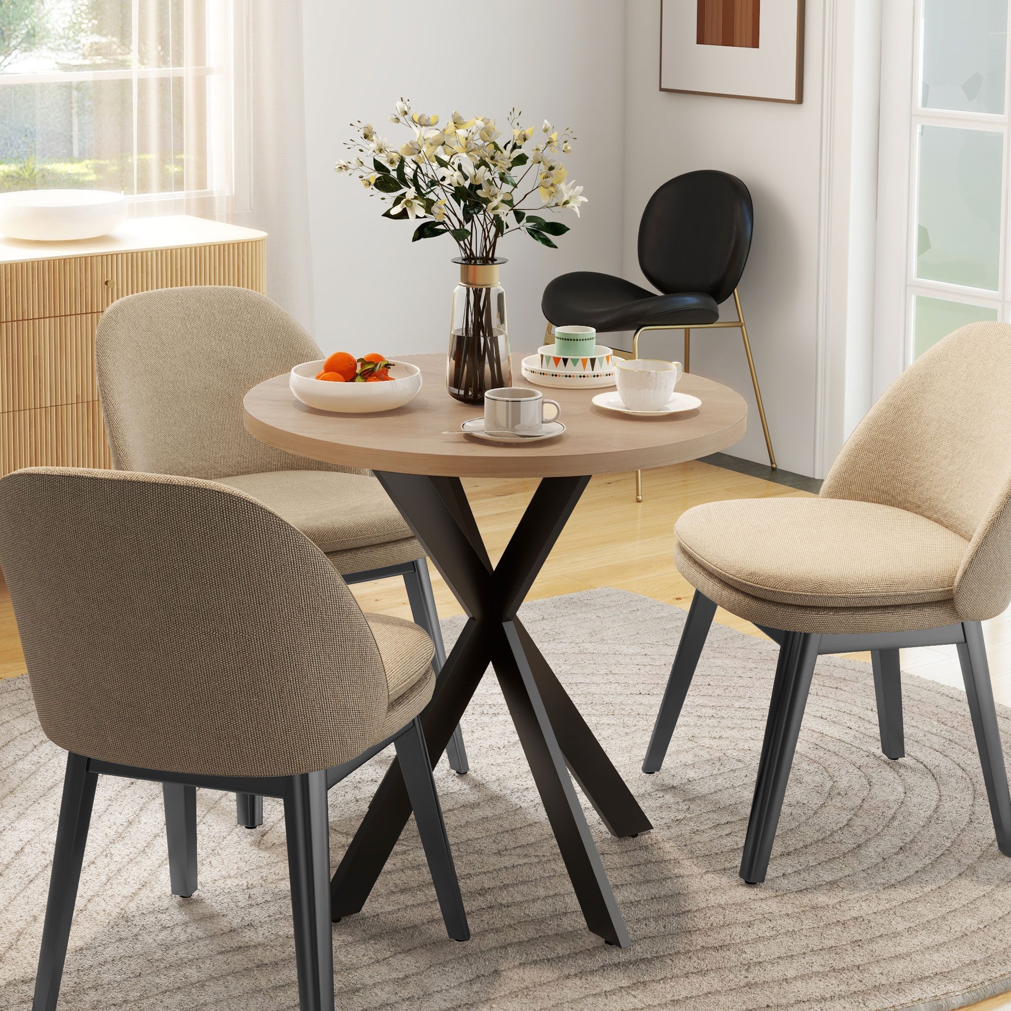 HOMCOM Esstisch Küchentisch für 2-4 Personen modern Esszimmertisch mit Spinnenfuß (Runder Tisch, 1-St., Küchentisch), Ø75 x 75H cm, Braun