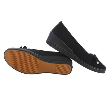 Ital-Design Damen Schlupfschuhe Freizeit Slipper Keilabsatz/Wedge Slipper in Schwarz