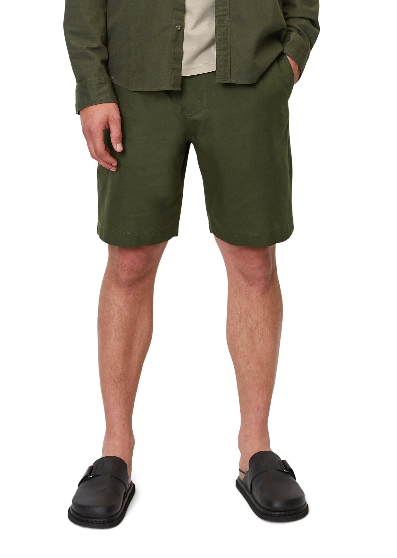 Marc O'Polo Shorts aus Bio-Baumwolle und Leinen grün
