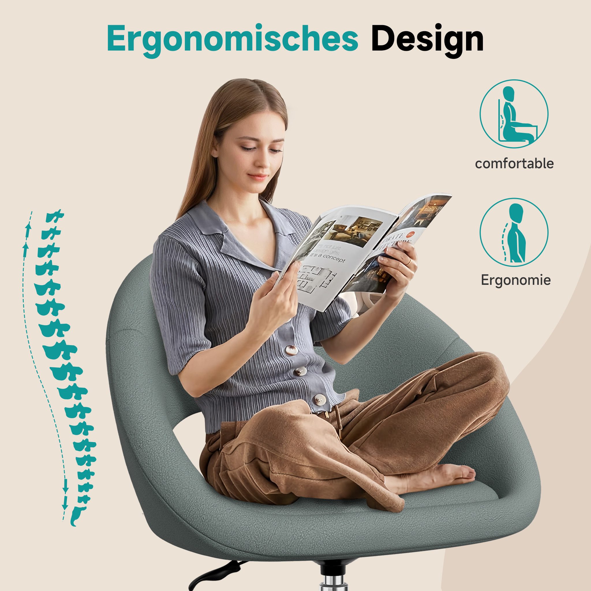 Hiazurm Bürostuhl Homeoffice Stuhl,Schminkstuhl mit Armlehnen,Drehstuhl, günstig online kaufen