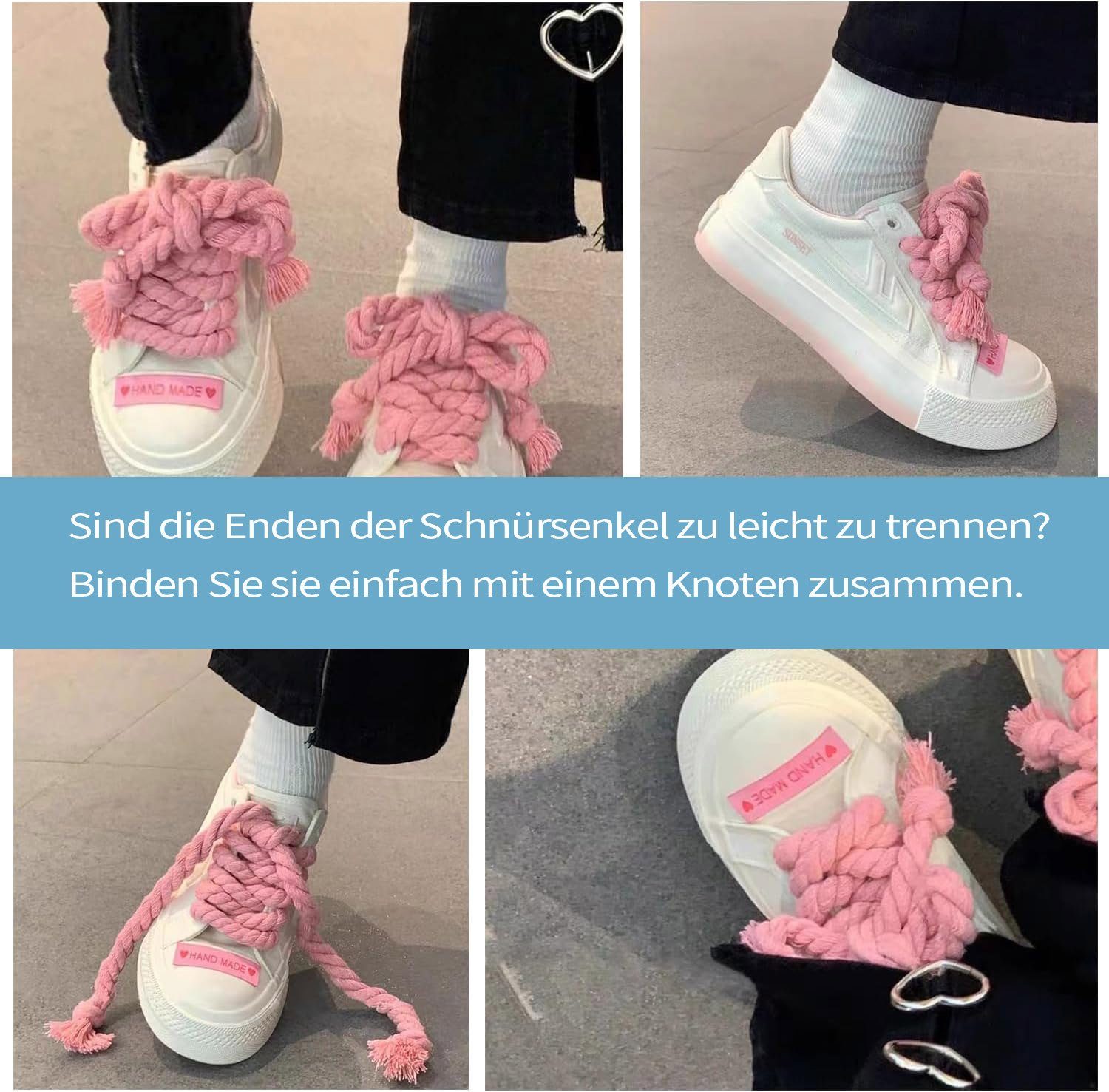Sneakers Baumwoll Daisred Paar Für Ersatzschnürsenkel 2 Rosa Schnürsenkel