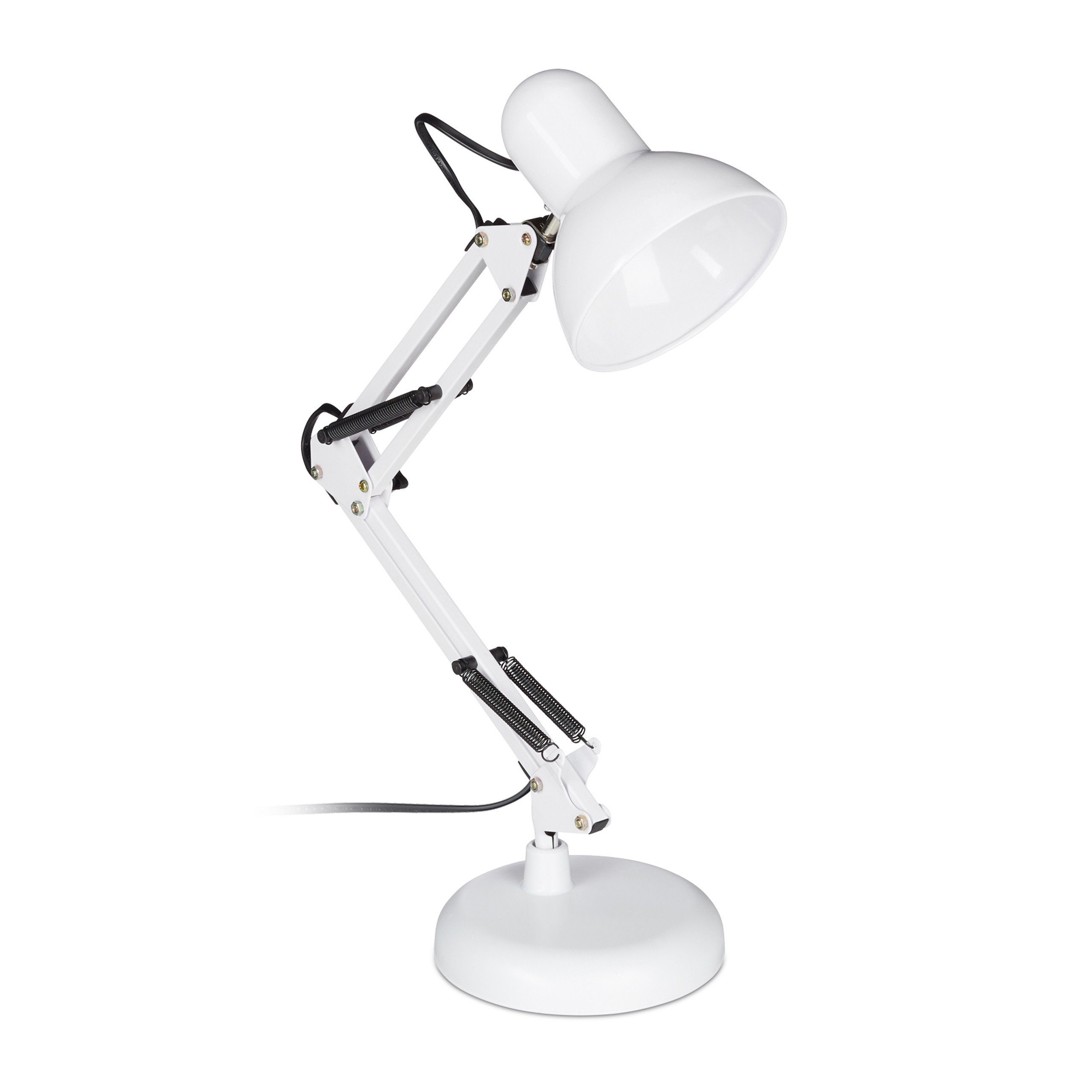 relaxdays Tischleuchte Retro Schreibtischlampe, Weiß günstig online kaufen