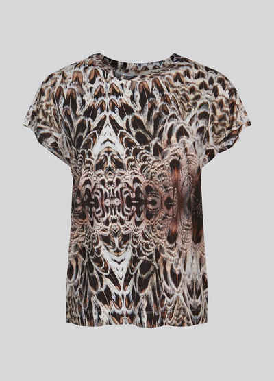 summum woman T-Shirt Summum T-Shirt mit animal print kurzarm, Shirt mit Rundhals und Pfauenmuster, mehrfarbig, Damenoberbekleidung, Shirts, Tops