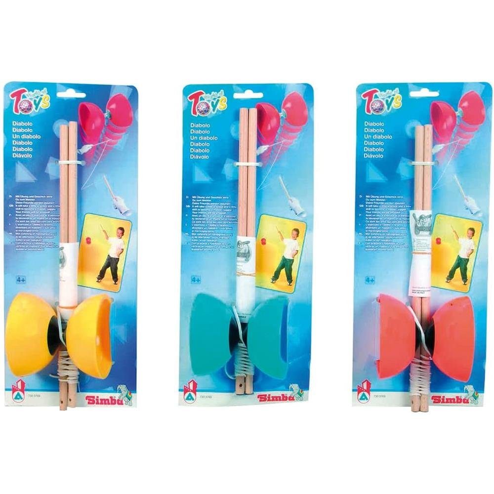 Androni Spiel Diabolo, aus Kunststoff, mit Holzstäben, 1 Stück zufällige Farbe