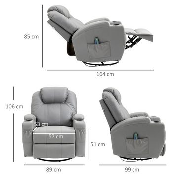 HOMCOM Massagesessel TV-Sessel Ruhesessel mit 8 Massagemodi, Fernbedienung (Relaxsessel, 1-St., Liegesessel), mit Fernbedienung