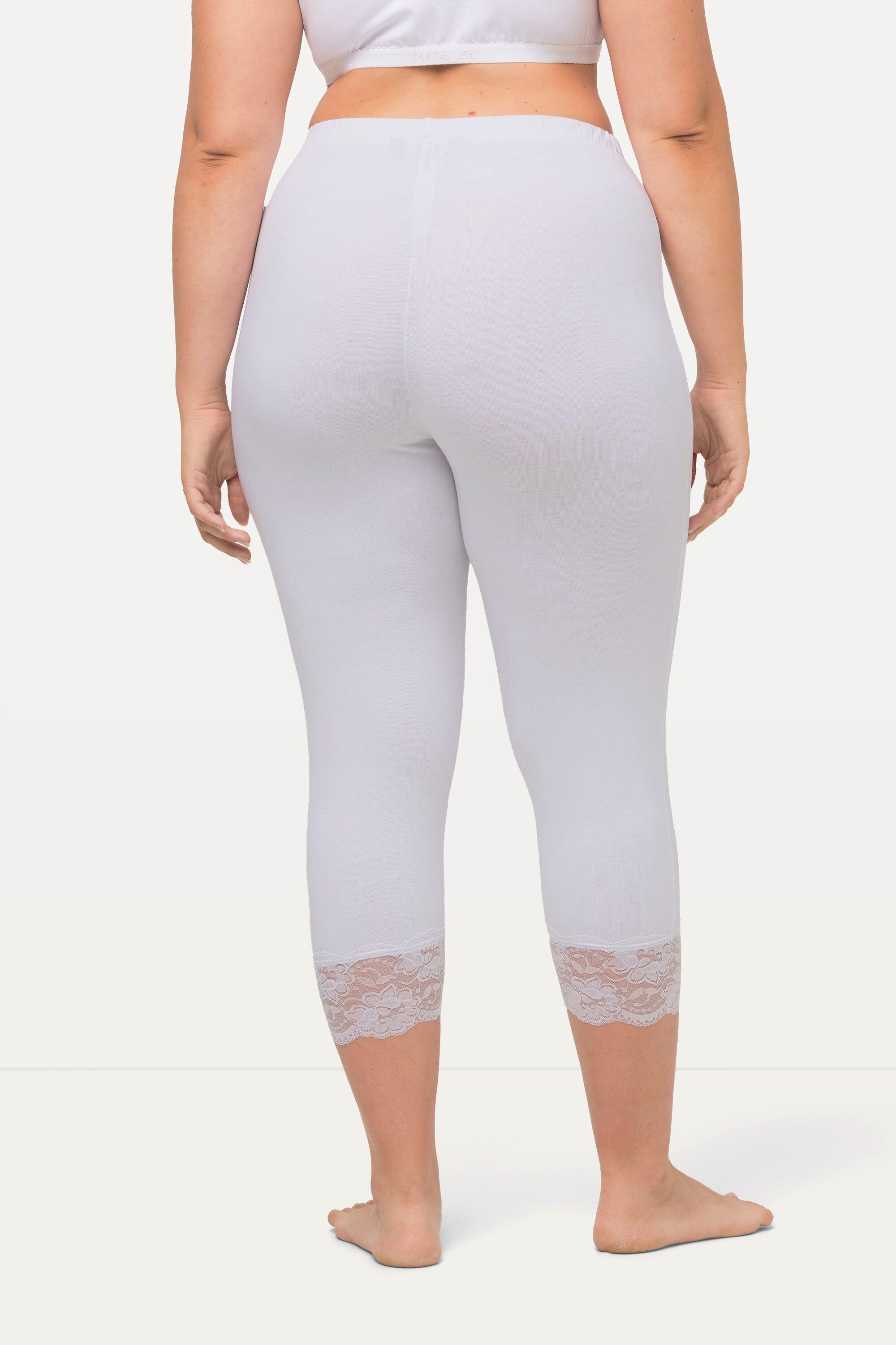Ulla Popken Caprihose Capri elastischer Spitzensaum
