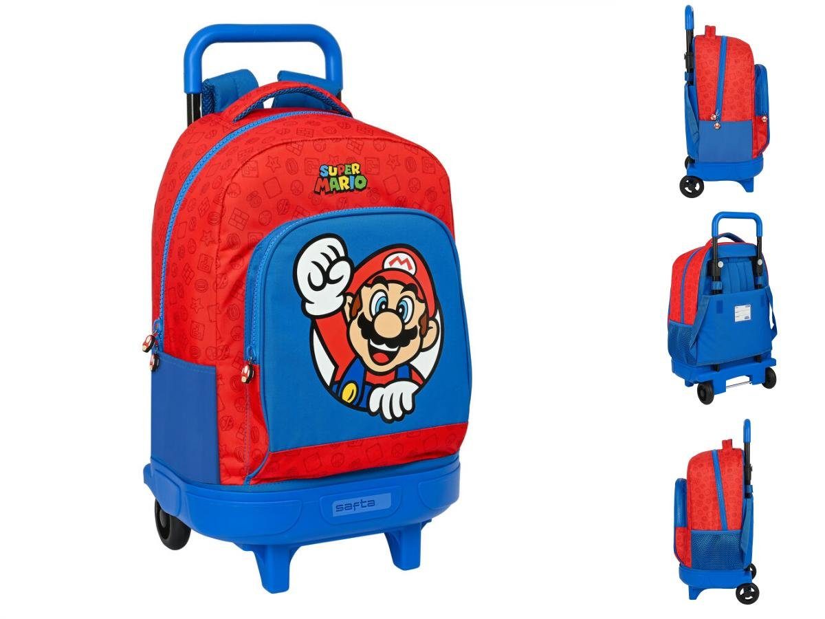 Super Mario Rucksack Kinder-Rucksack mit Rädern Super Mario Rot Blau 33 x 45 x 22 cm