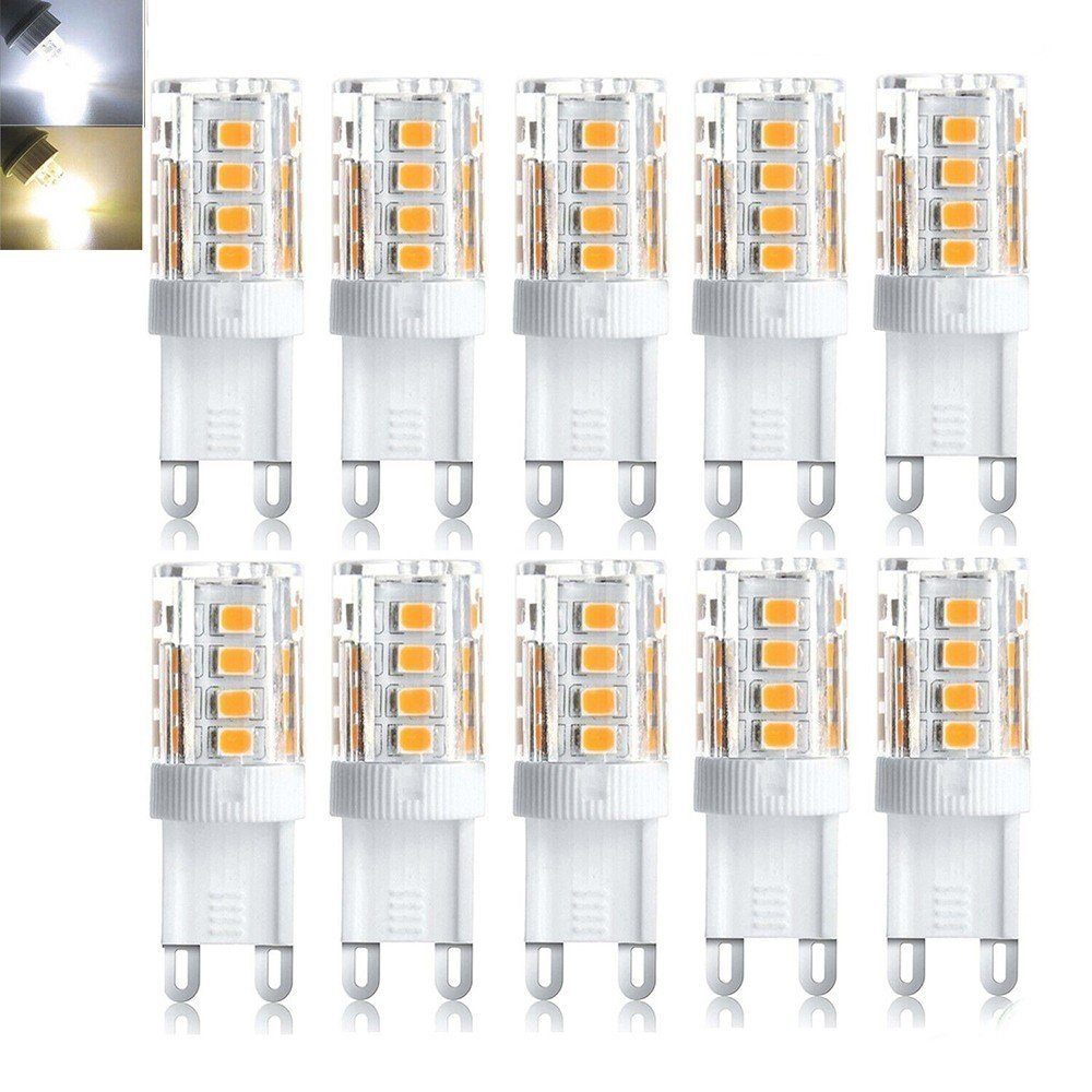 iscooter LED Flutlichtstrahler 10X G9 LED Birne SMD 2835 führte Energiesparlampen 5W 220V Warmweiß, LED fest integriert, 2700K-3500K, Super Bright, 280LM - 460LM 10er Pack G9 LED Warmweiß