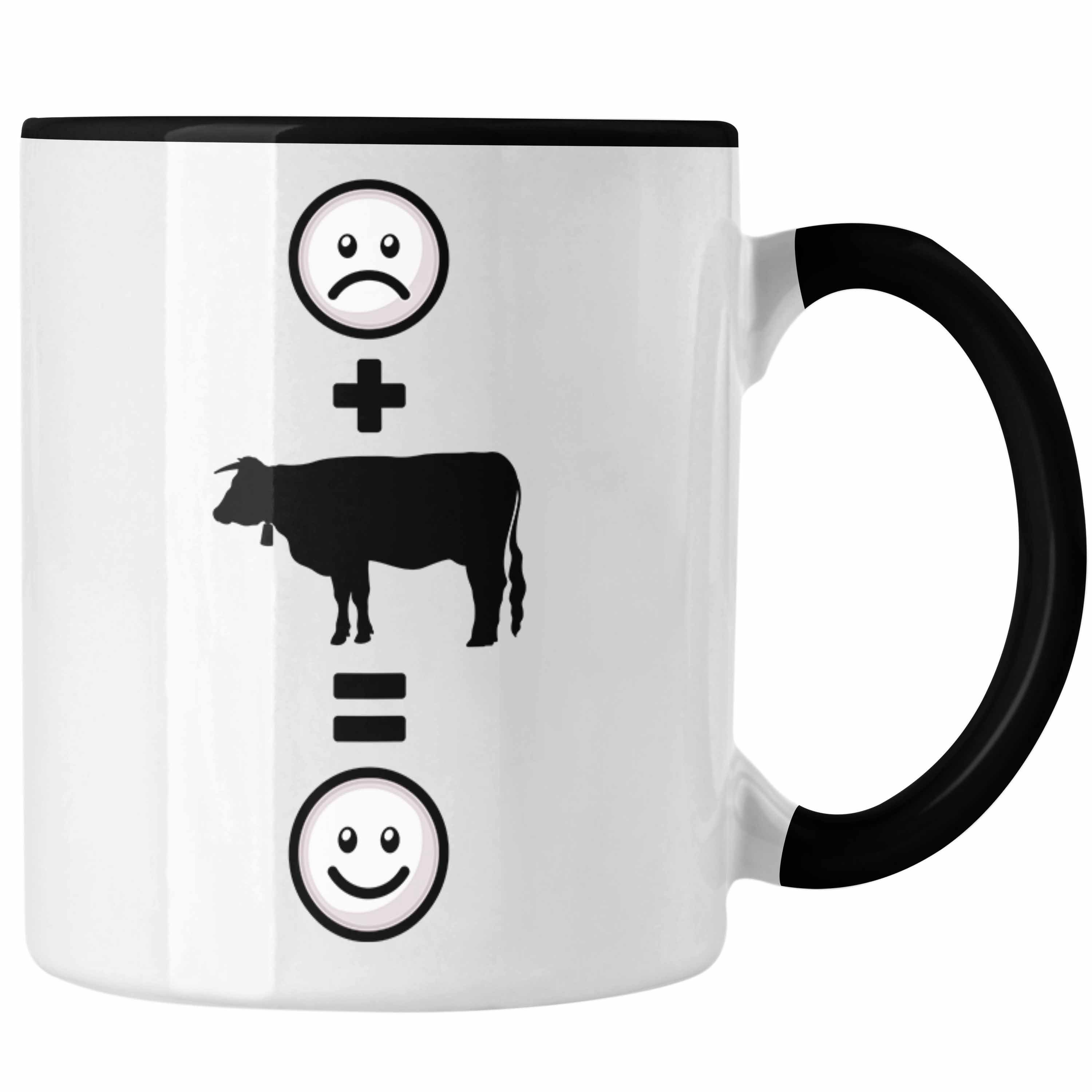 für :(Kuh) Tasse Geschenk Schwarz Trendation Kühe Rinder Tasse Bauern Landwirt Lustige