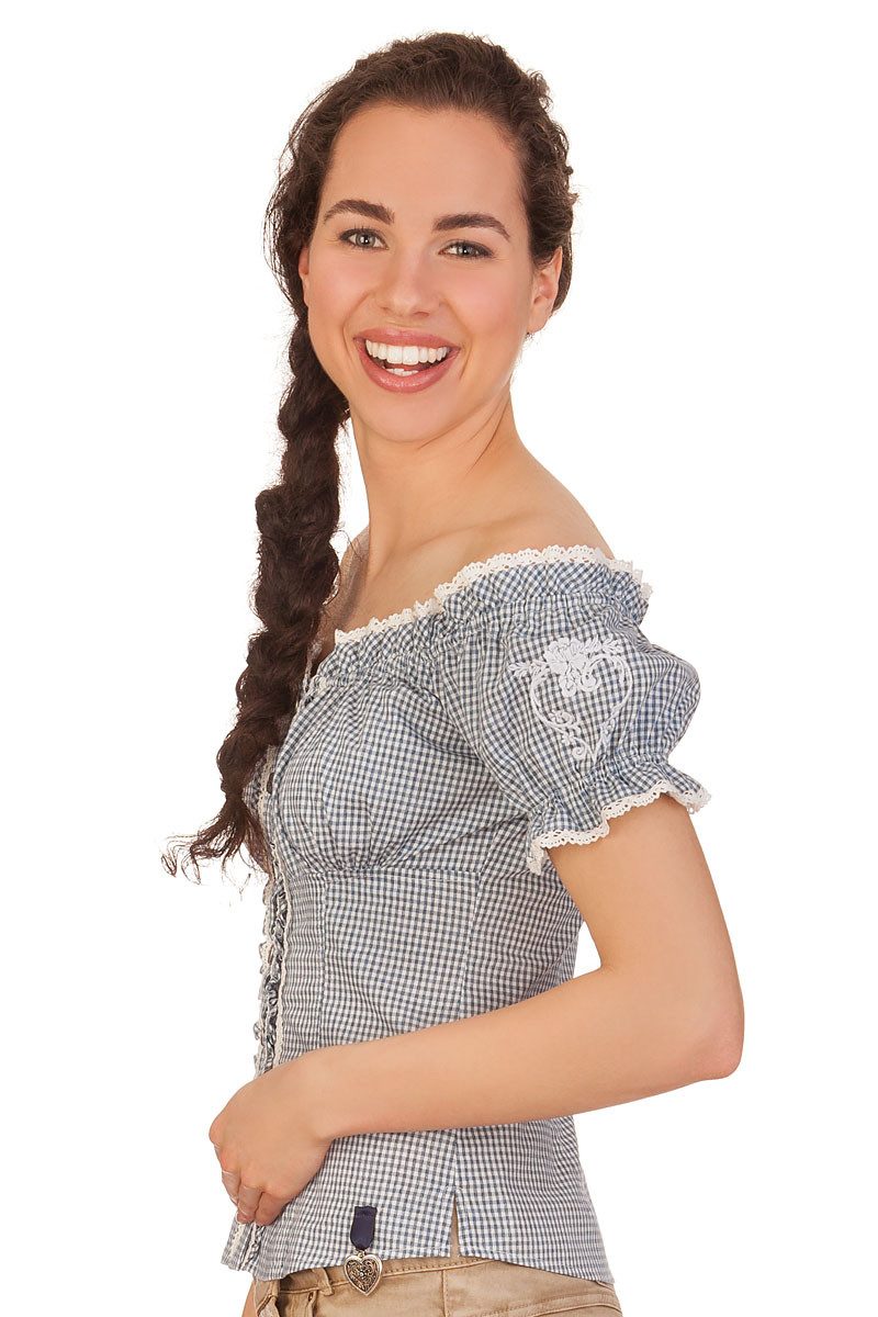 Krüger Madl Trachtenbluse Trachtenbluse - IRINE - natur, hellblau