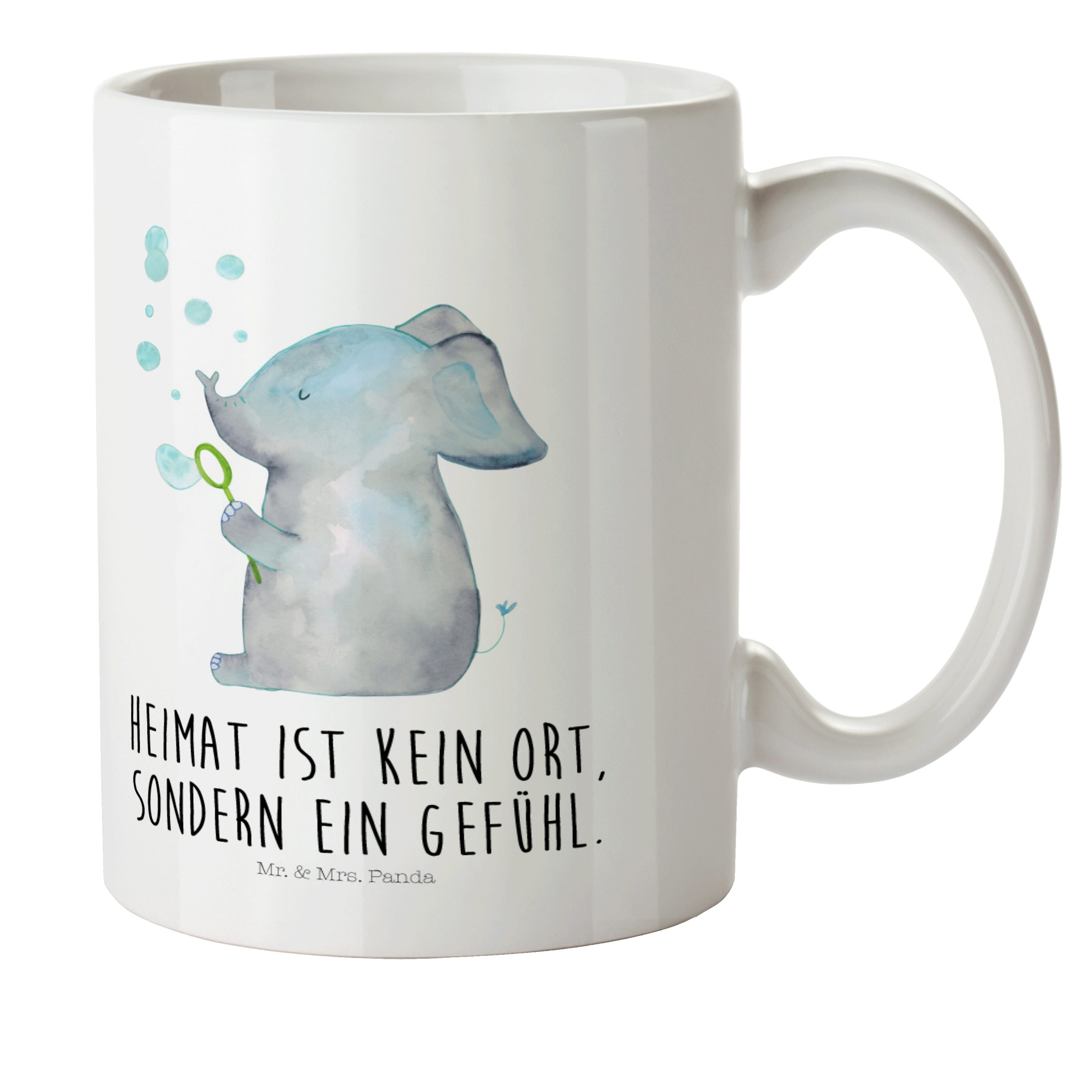 Mr. & Mrs. Panda Kinderbecher Elefant Seifenblasen - Weiß - Geschenk, Tasse, Kunststoffbecher, Gute, Kunststoff