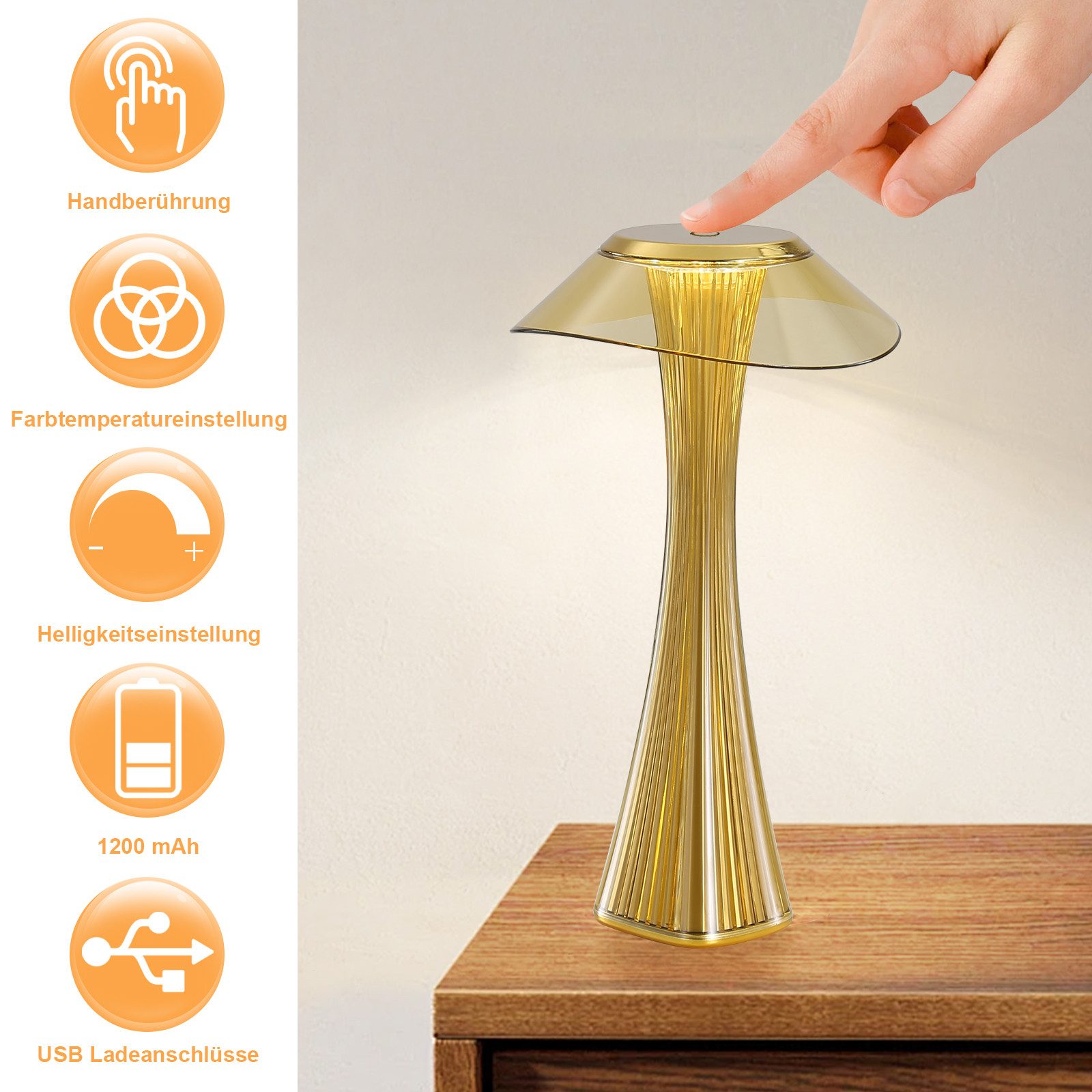 Nettlife LED Nachttischlampe Dimmbar Modern USB mit 3 Helligkeitsstufen Tis günstig online kaufen