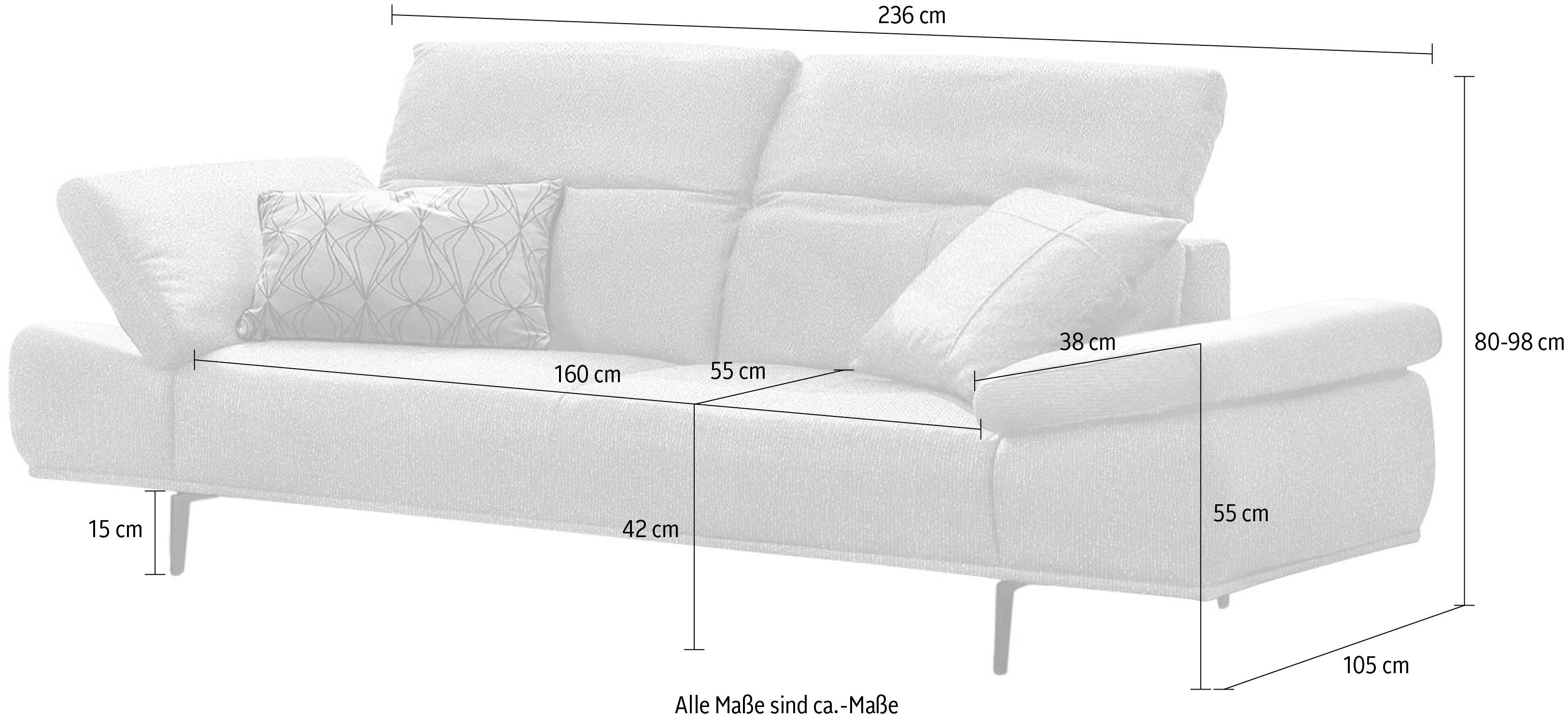 W.SCHILLIG 236cm & Kopfstützenverstellung levi, inklusive 2,5-Sitzer Seitenteilverstellung, Breite