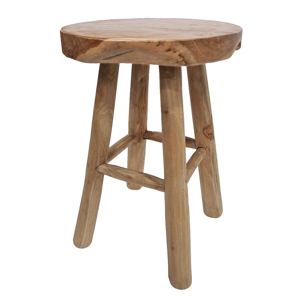 LebensWohnArt Sitzhocker Teak Hocker KANSAS Natural 45cm Beistelltisch Sitzhocker – Bild 5 von 5