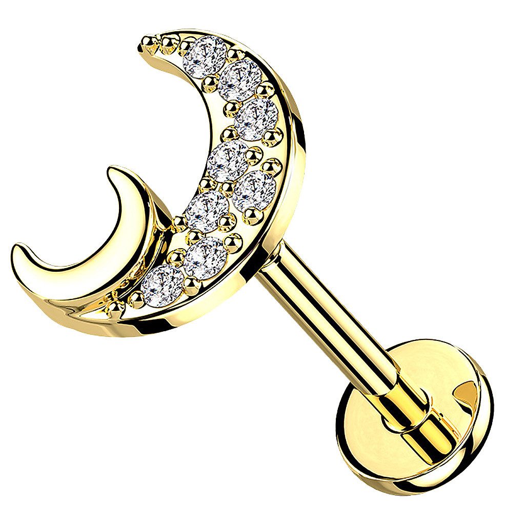 Taffstyle Piercing-Set Labret Piercing flache Rückseite Zirkonia Halbmond G günstig online kaufen