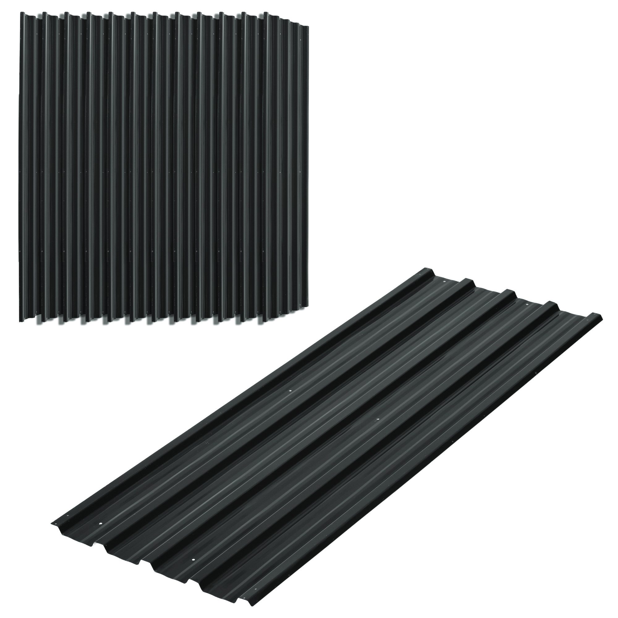 Outsunny Wellplatte Profilblech Dachplatten 7m² Wetterfest Verzinkter Stahl, 0.25 mm, 0.6 m², (12 Stück Trapezblech, 12-St., verzinkt Dachblech), für Dach, Gerätehaus, Carport, Dunkelgrau