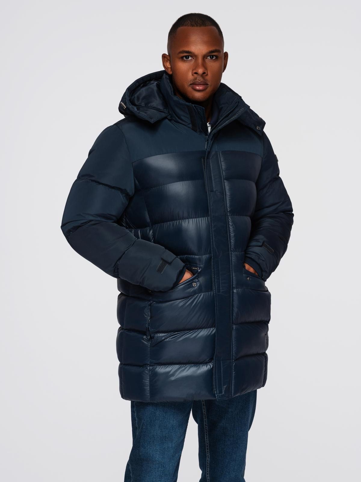 Winterjacke Gesteppte Herrenjacke aus Materialmix mit Kapuze