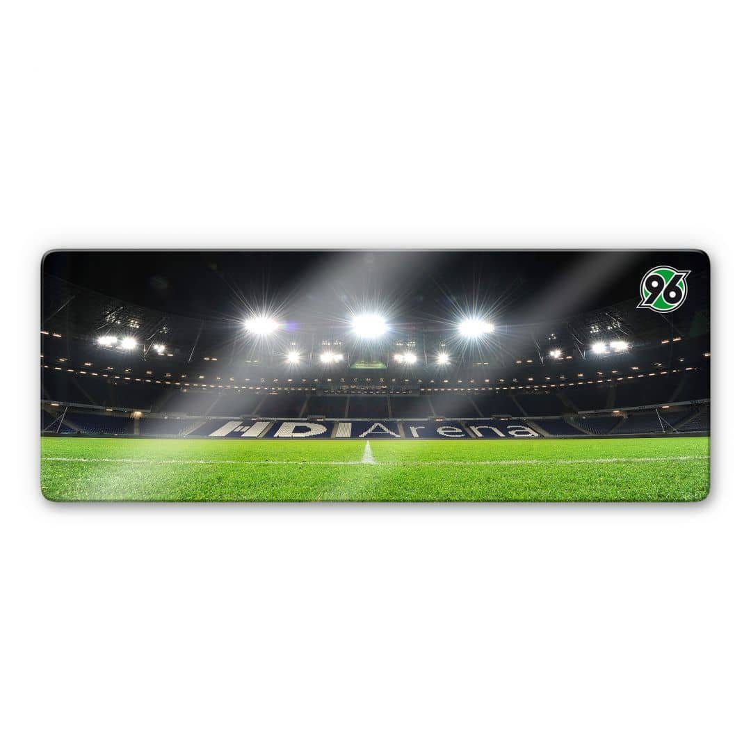 K&L Wall Art Glasbild Fußball Glasbild Modern Hannover 96 HDI Arena Nacht, Sportverein Deko Bilder