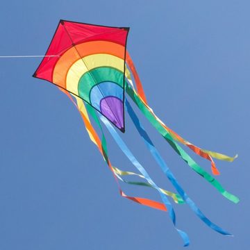 CiM Flug-Drache Rainbow Eddy RED, 65x72cm mit acht Streifenschwänzen inkl. Drachenschnur