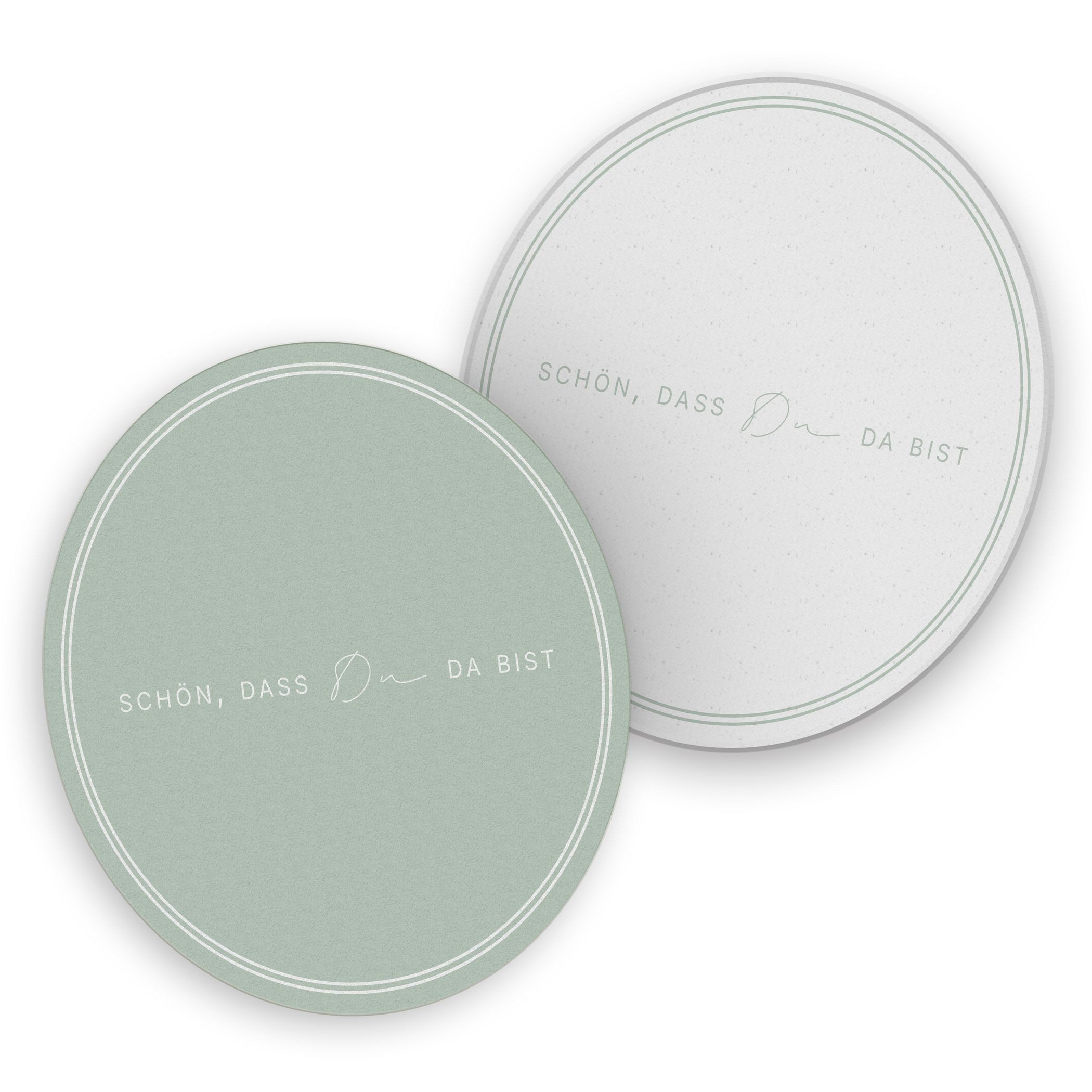 itenga Bierdeckel ITENGA 40x Bierdeckel rund Schön dass du da bist V3 eukalyptus grün