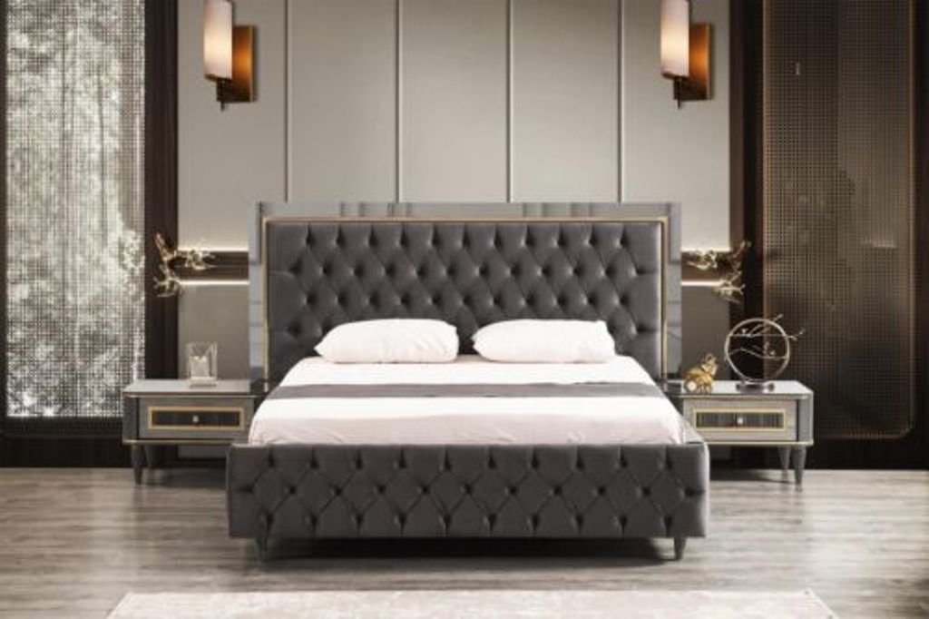 JVmoebel Schlafzimmer-Set Luxus Schlafzimmer Nachttisch Betten Bett 3tlg. Komplett, (3-St)