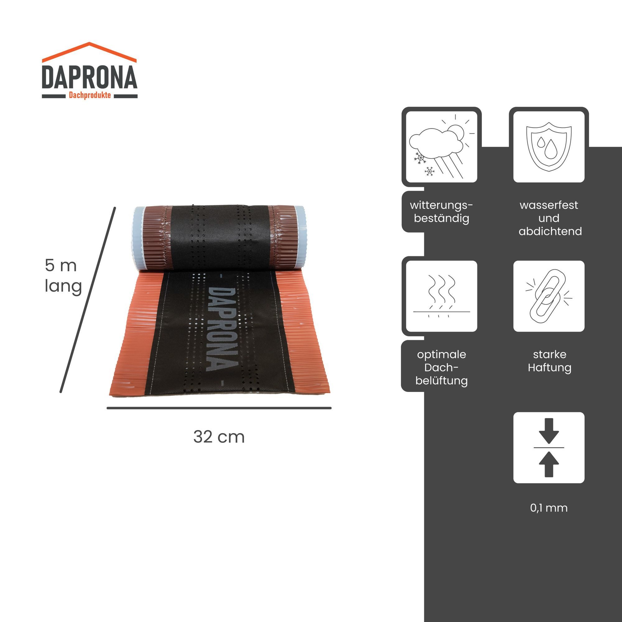 DAPRONA Dichtungsband Firstband Alu Super Vent, (320mm x 5m Rot (RAL 8004) Rollfirst für eine optimale Dachfirst Abdeckung, Super Butylkleber, 1-St), Rollfirst für eine optimale Dachfirst Abdeckung, Super Butylkleber